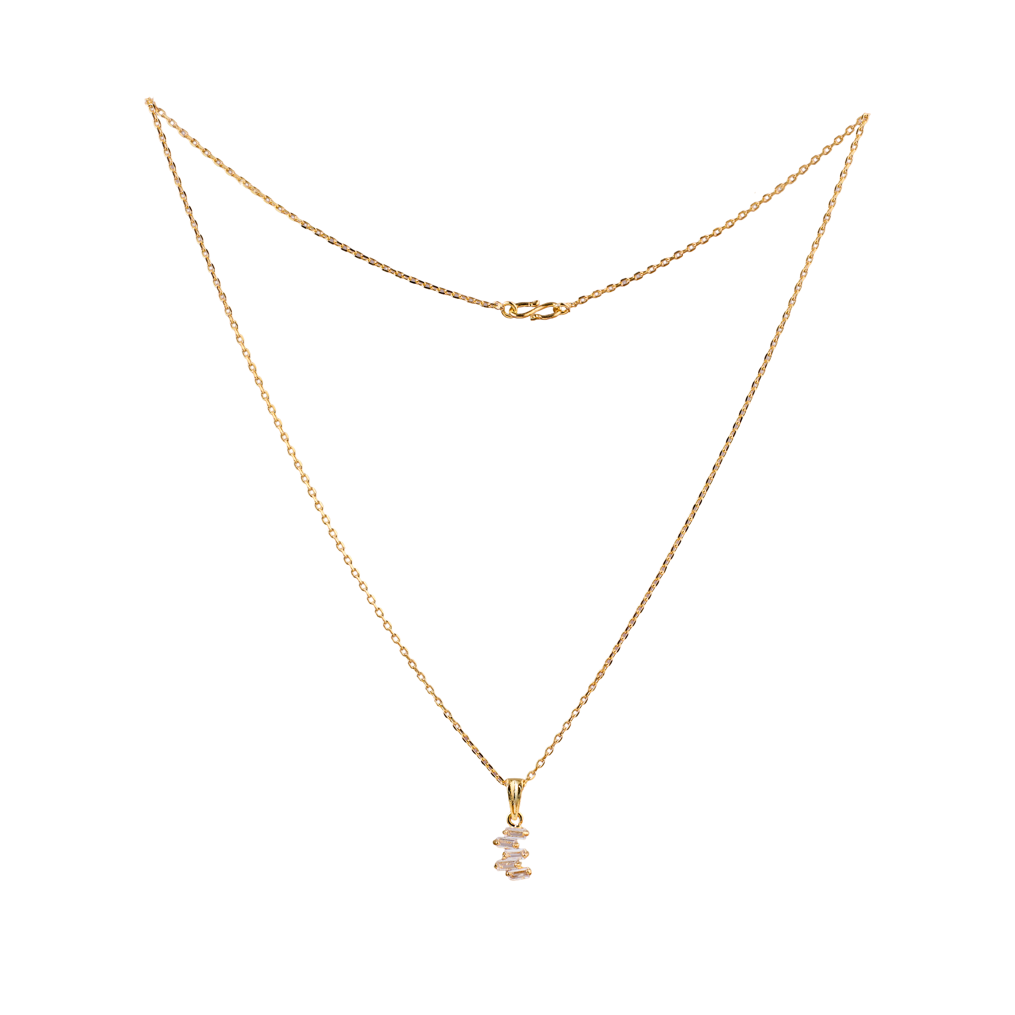 Nimoraa Stacked Gold Baguette Drop Chain