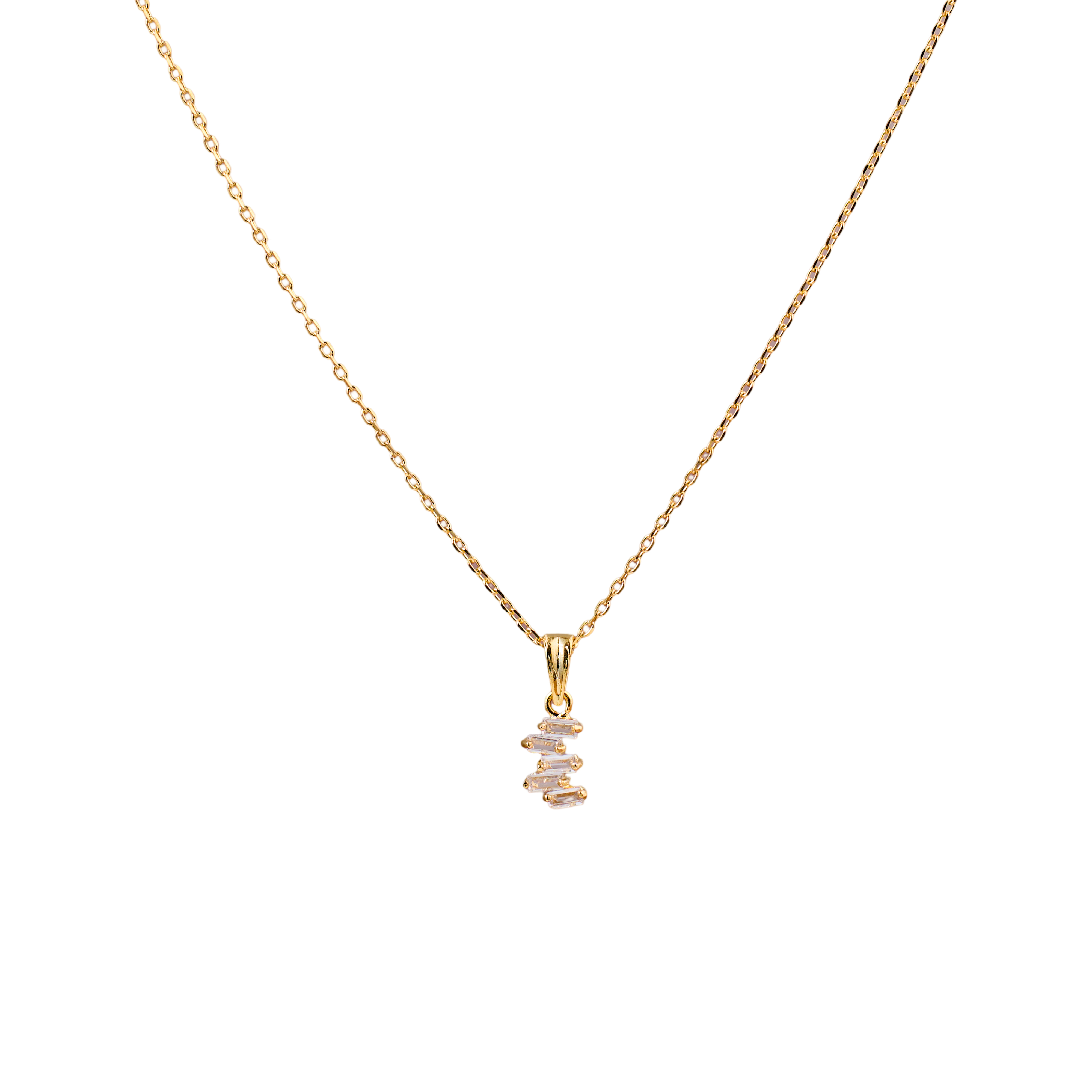 Nimoraa Stacked Gold Baguette Drop Chain