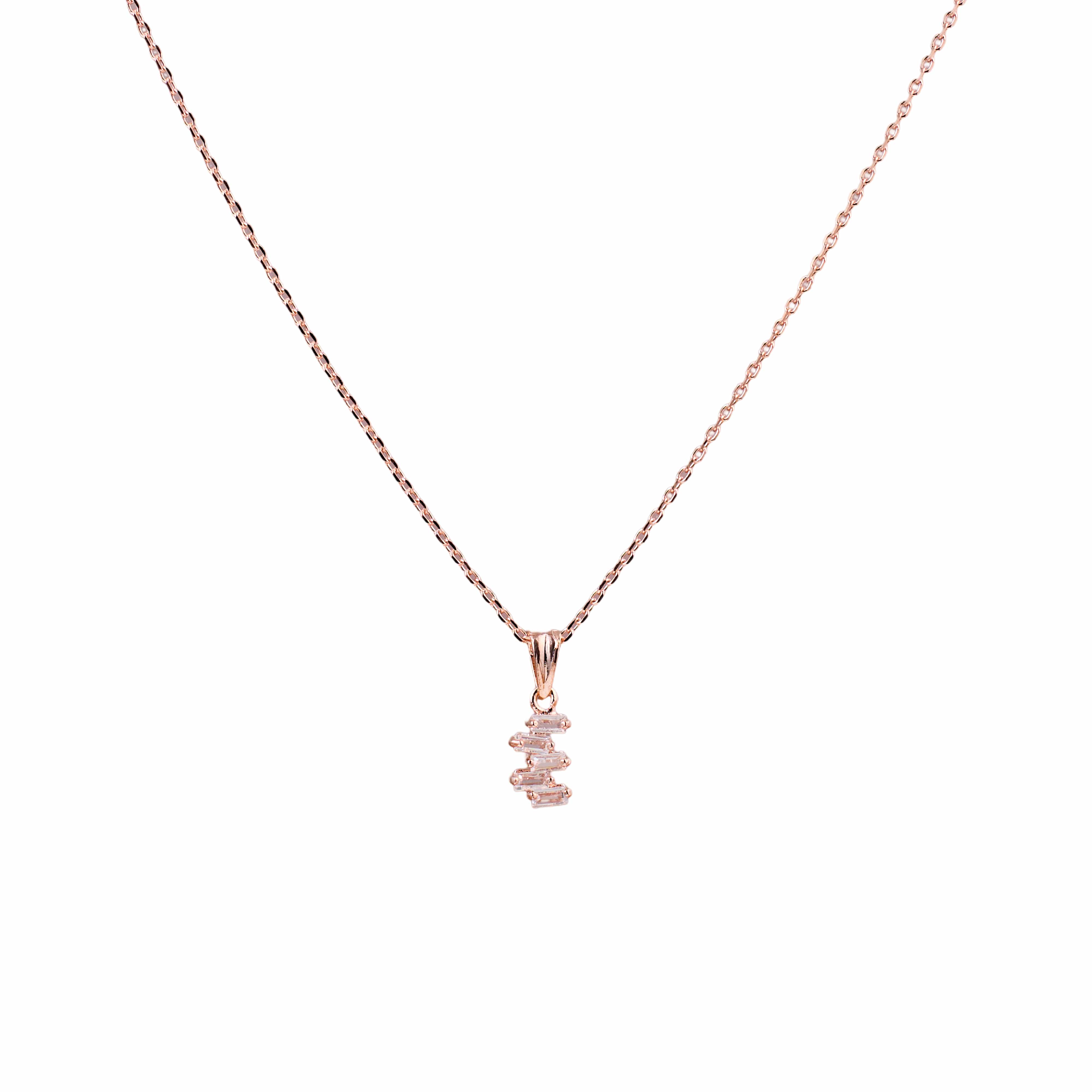Nimoraa Stacked Rosegold Baguette Drop Chain