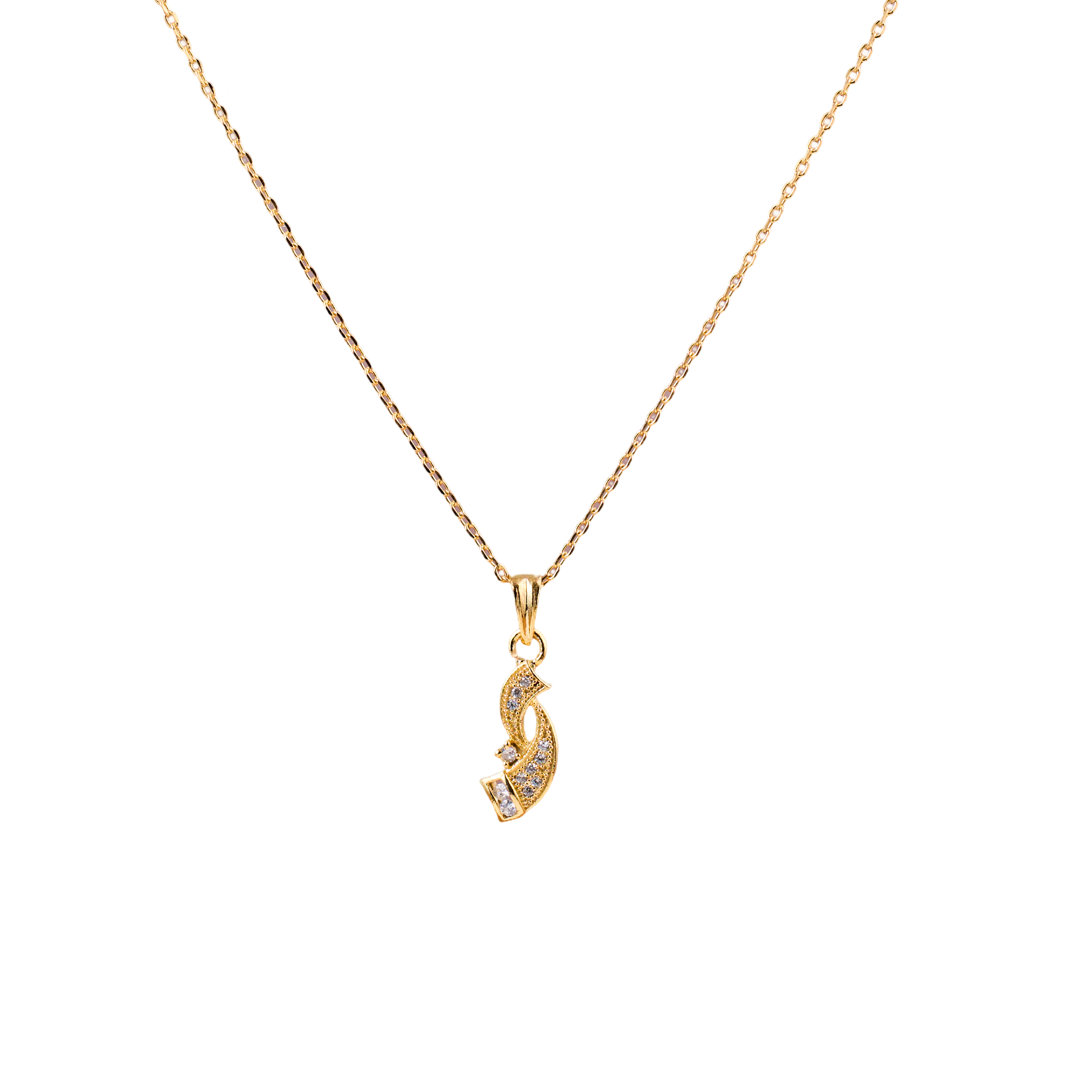 Nimoraa Curved Sparkle Gold Drop Chain