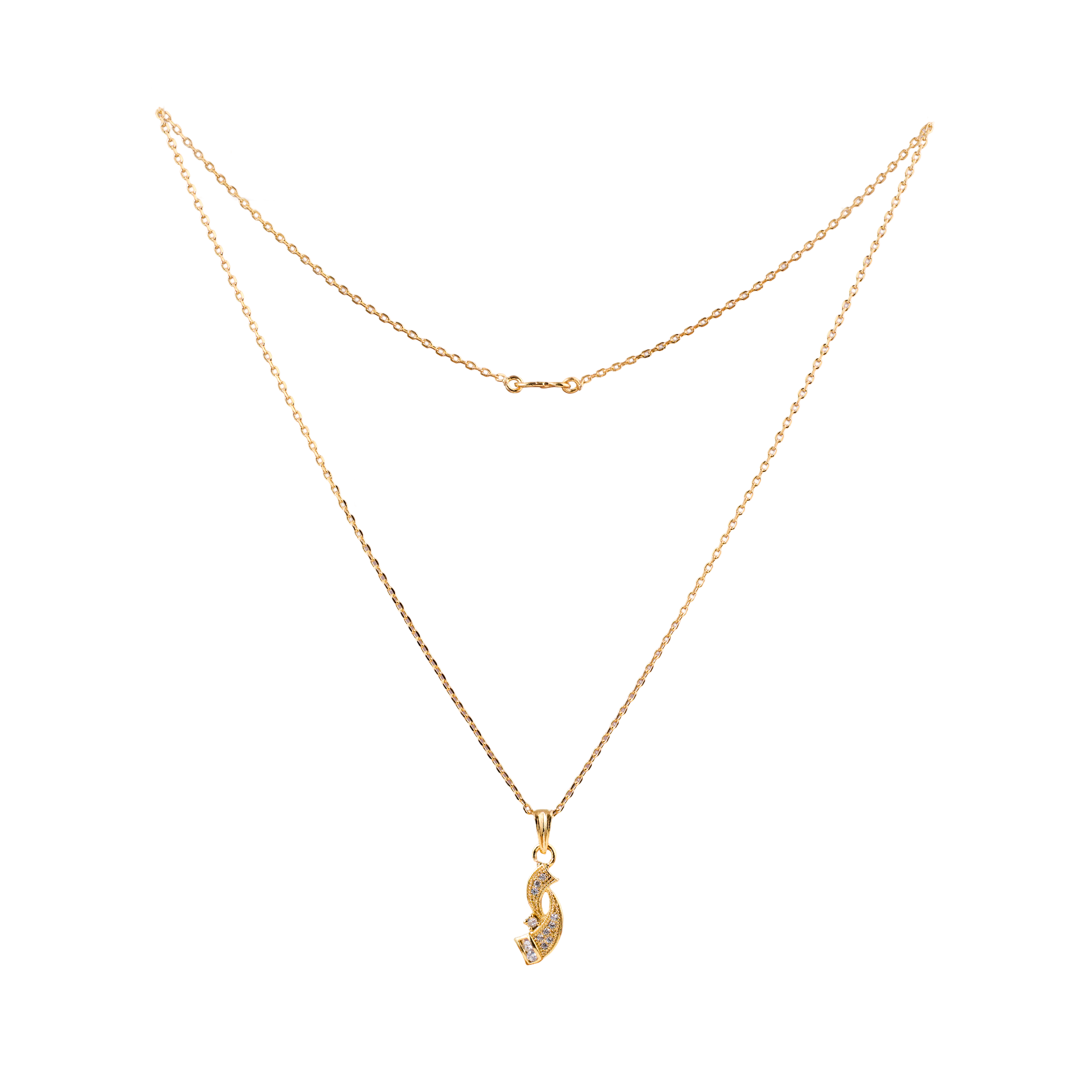 Nimoraa Curved Sparkle Gold Drop Chain