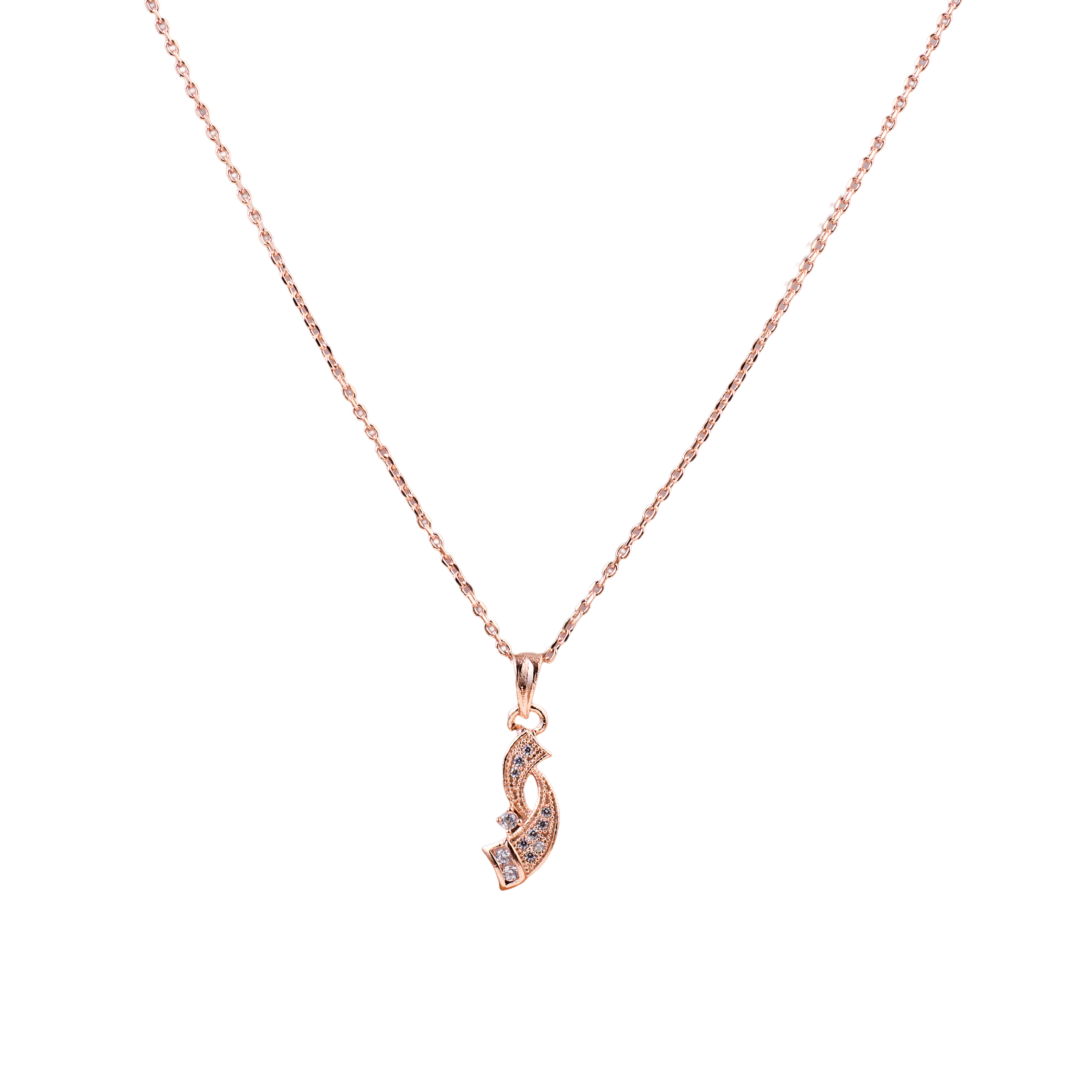 Nimoraa Curved Sparkle Rosegold Drop Chain