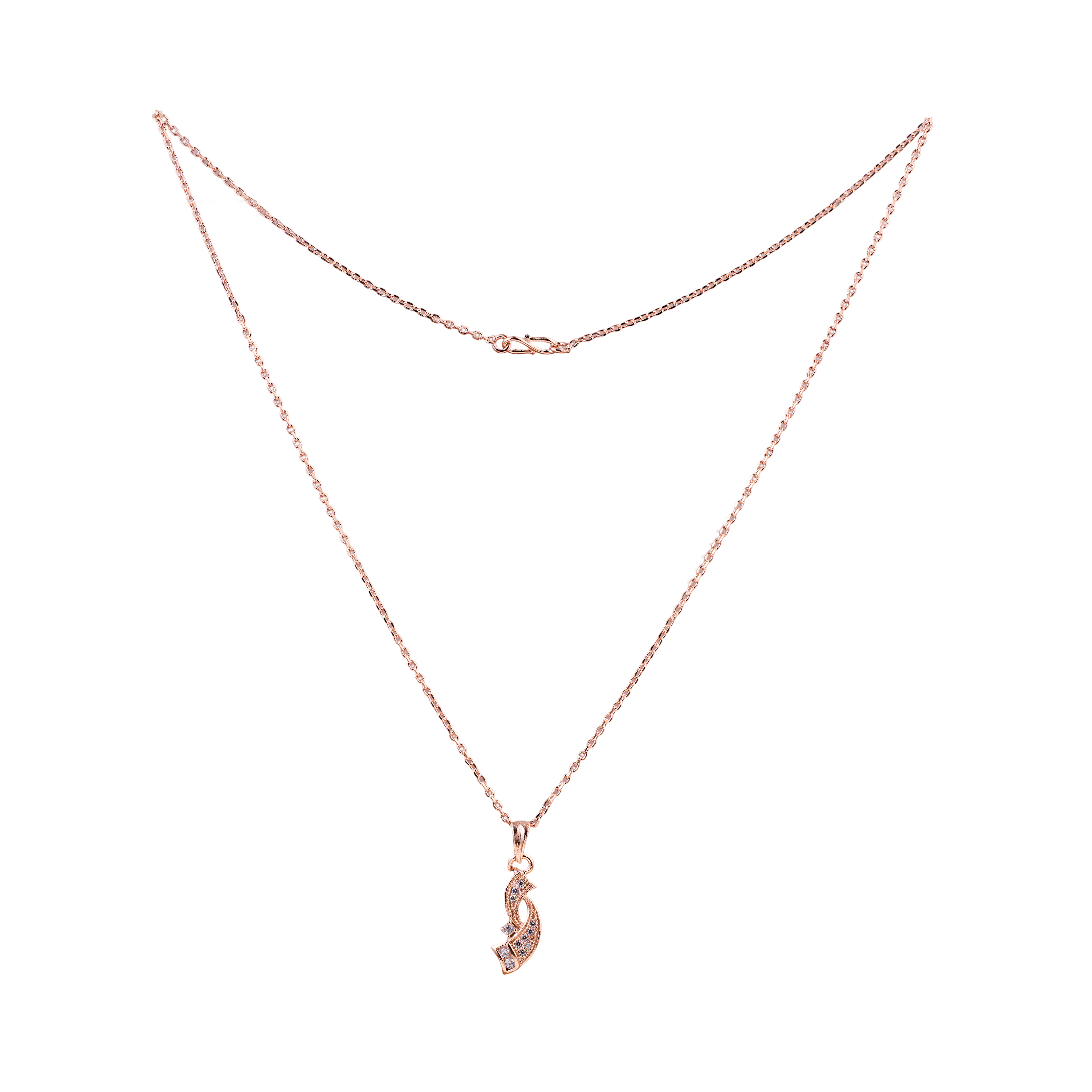 Nimoraa Curved Sparkle Rosegold Drop Chain