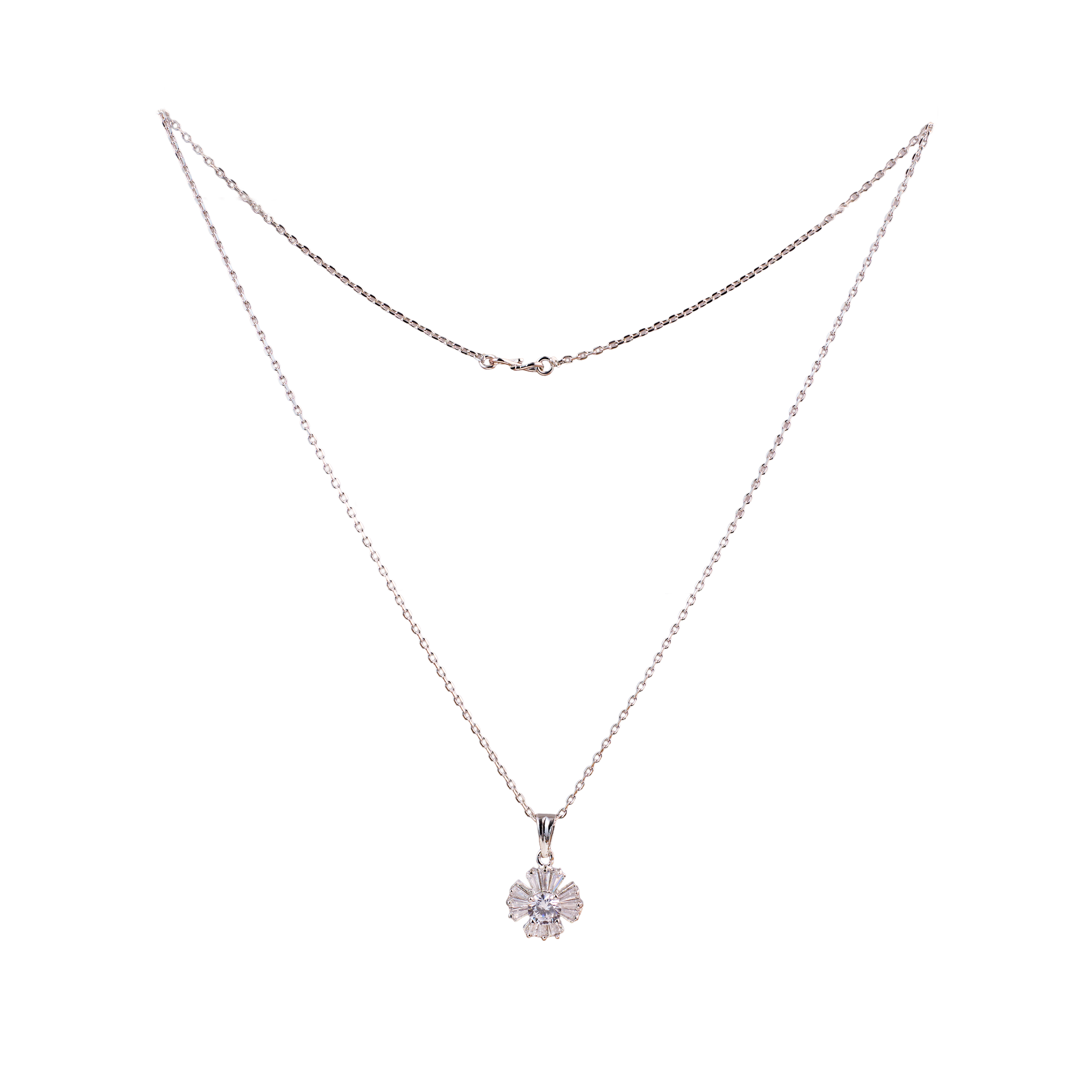 Nimoraa Silver Radiant Bloom Drop Chain