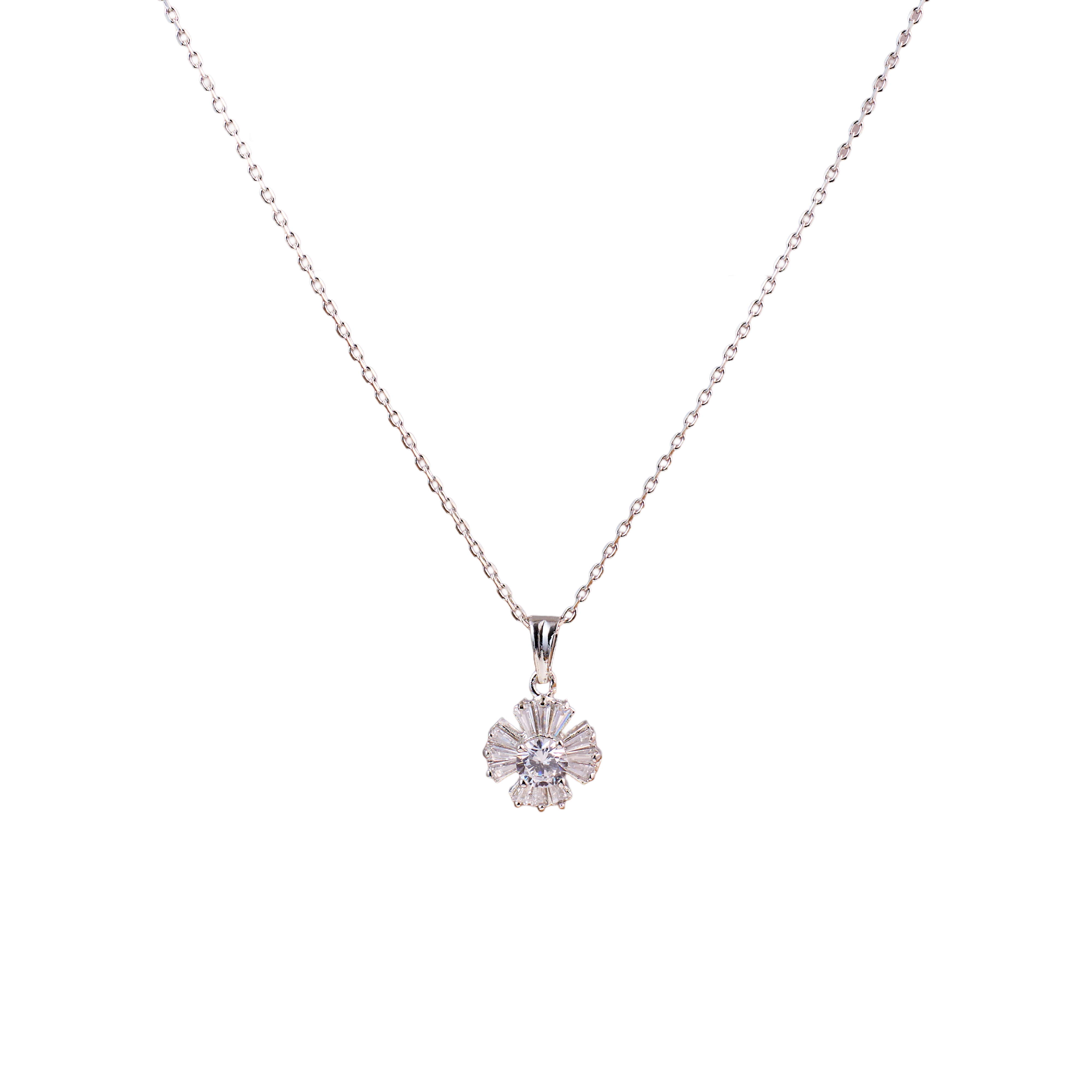 Nimoraa Silver Radiant Bloom Drop Chain