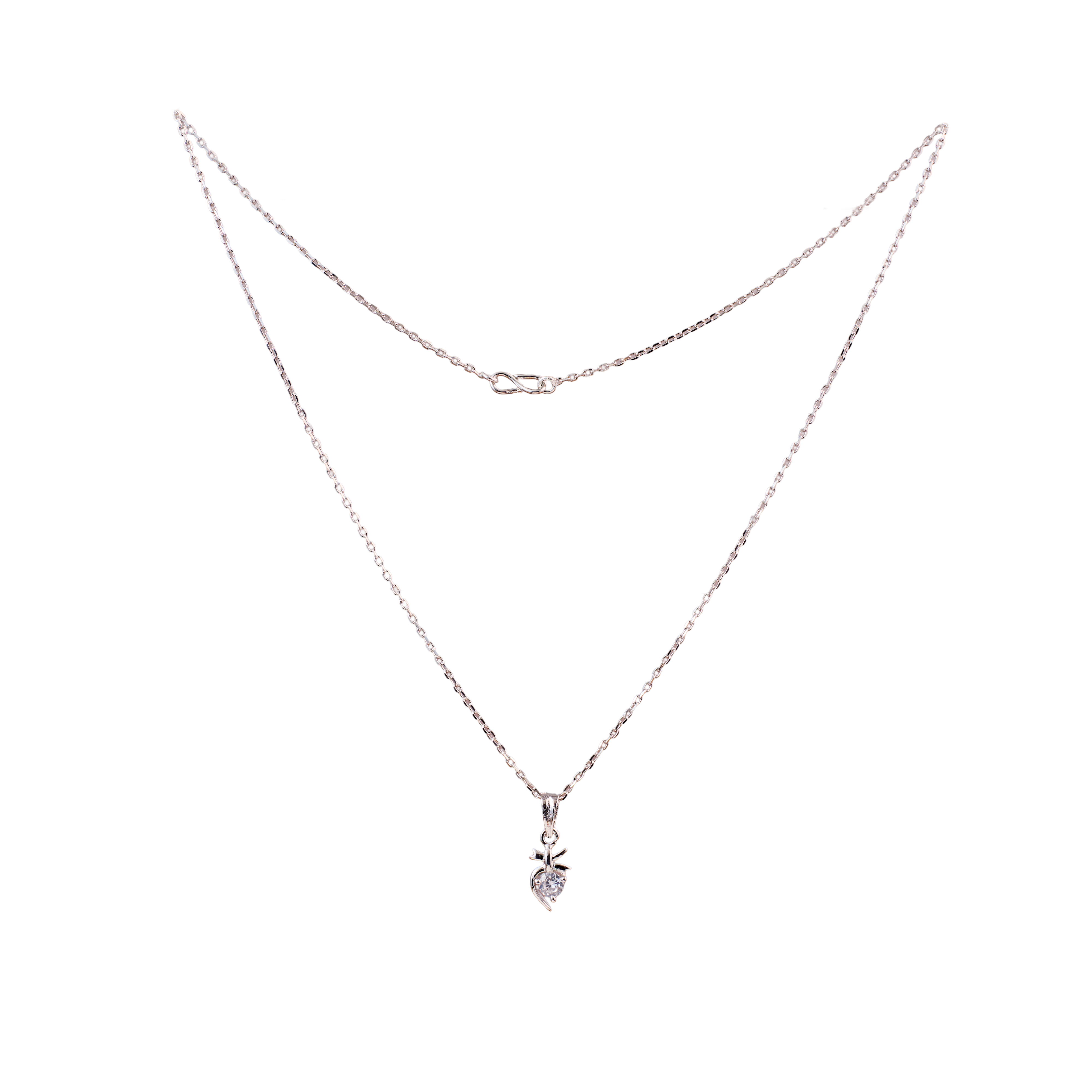 Nimoraa Silver Petite Heart Drop Chain