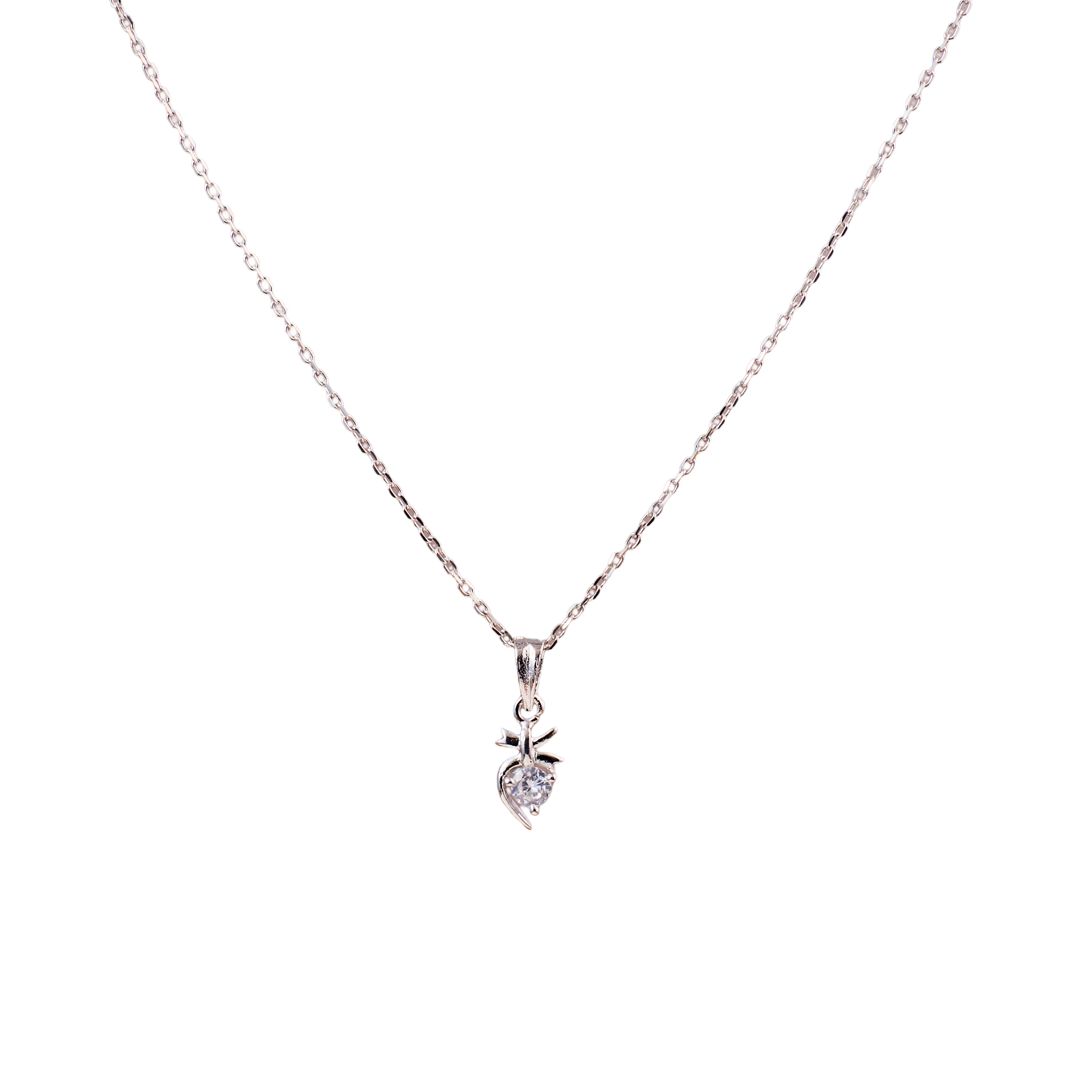 Nimoraa Silver Petite Heart Drop Chain