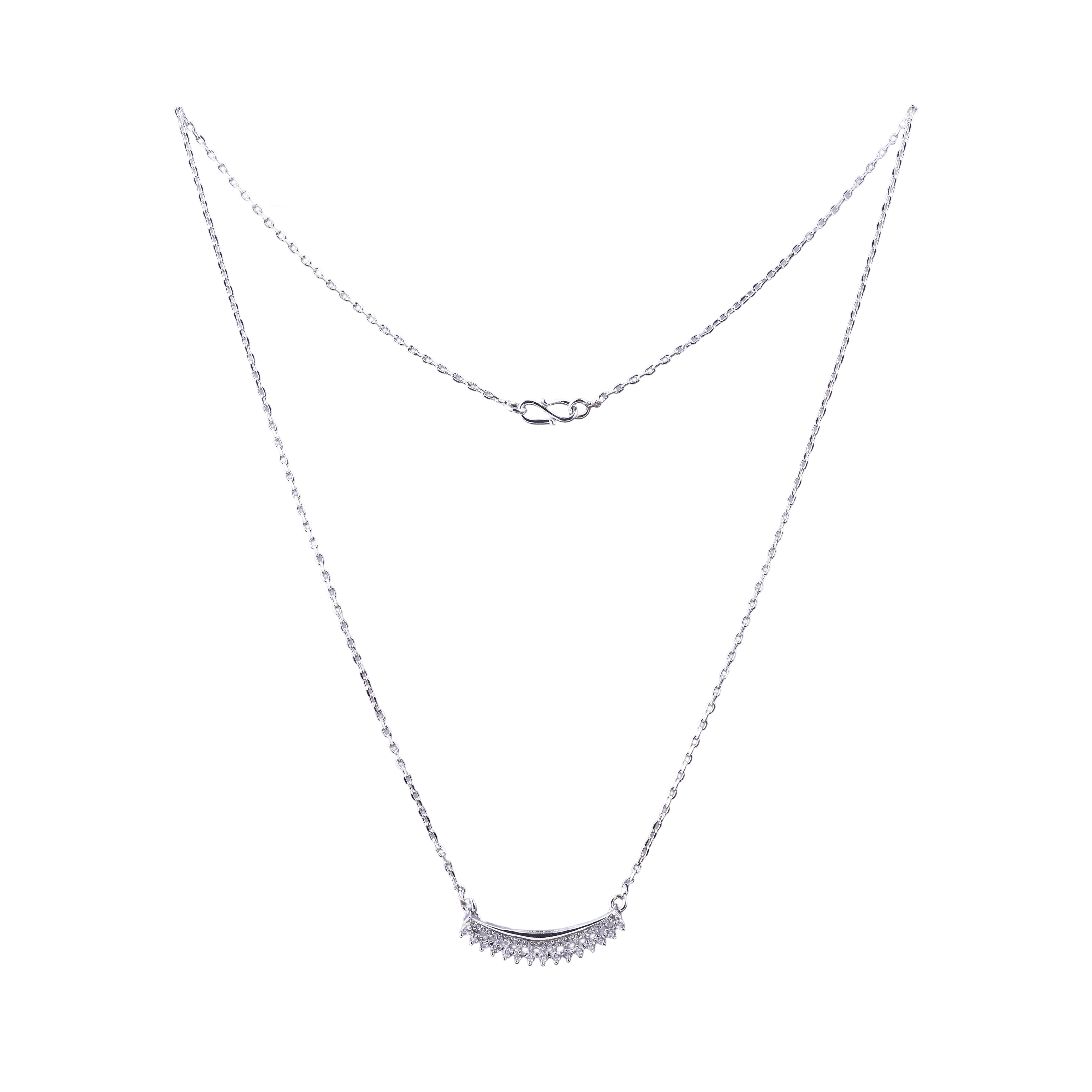 Nimoraa Silver Curved Sparkle Chain