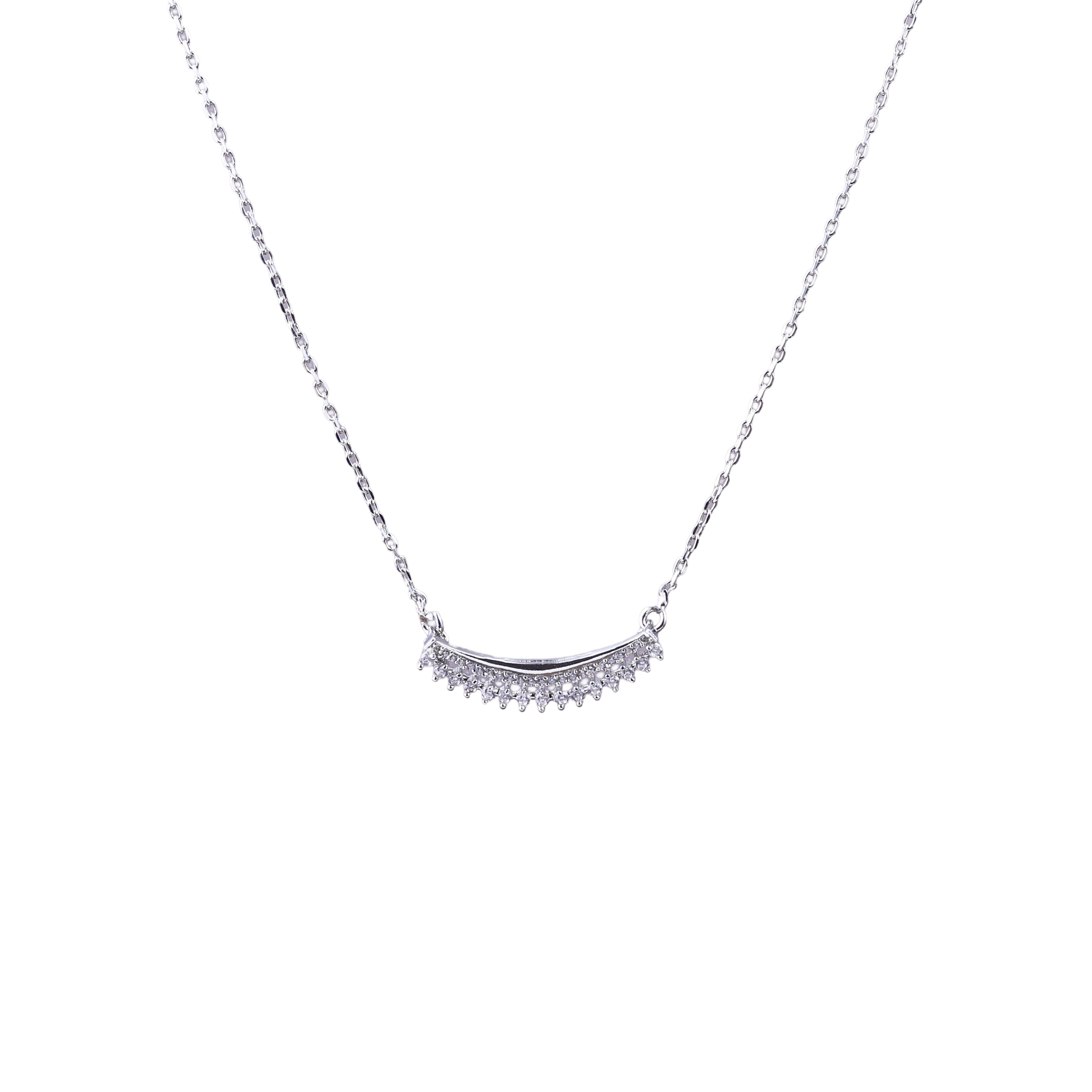 Nimoraa Silver Curved Sparkle Chain