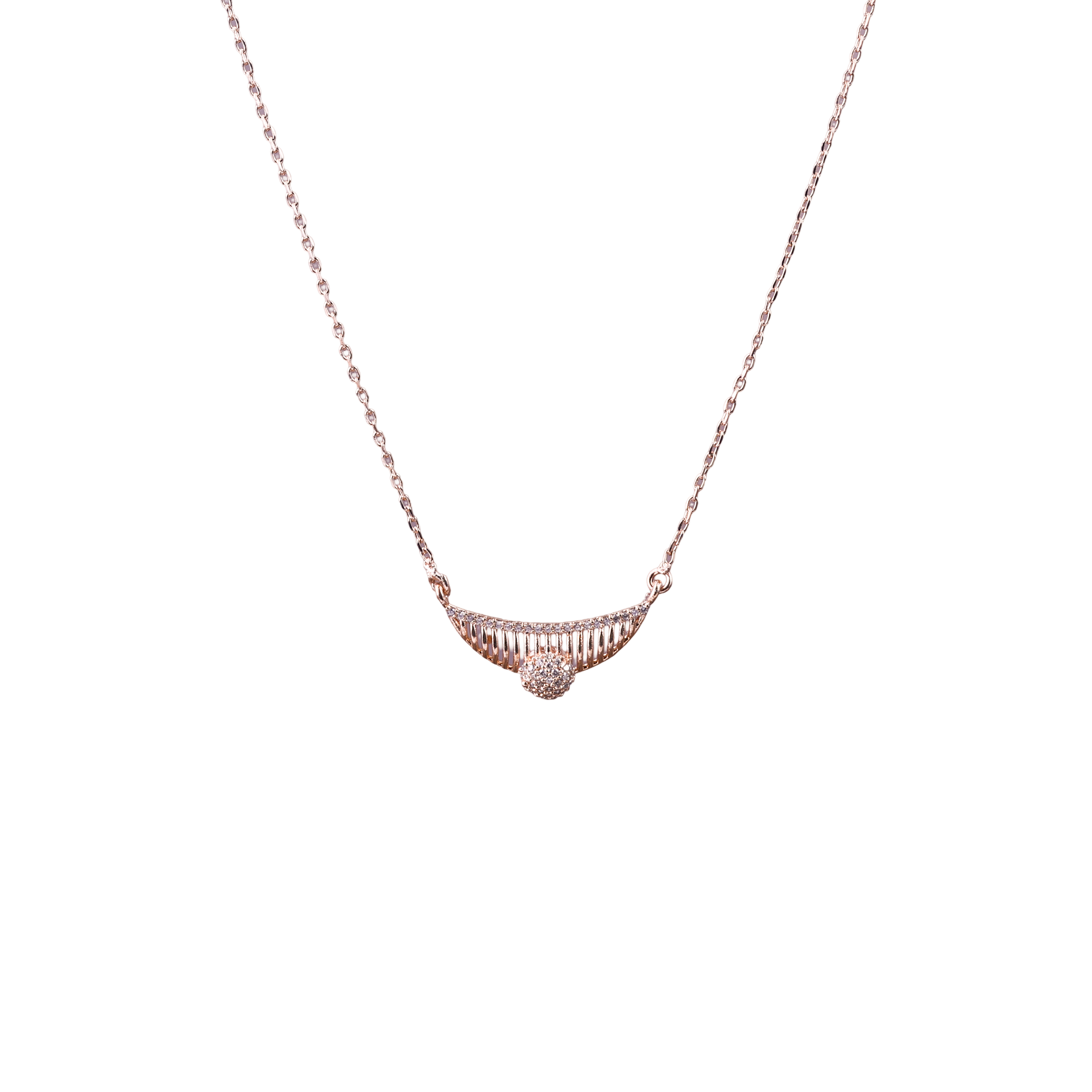 Nimoraa Crescent Fringe Rosegold Drop Chain