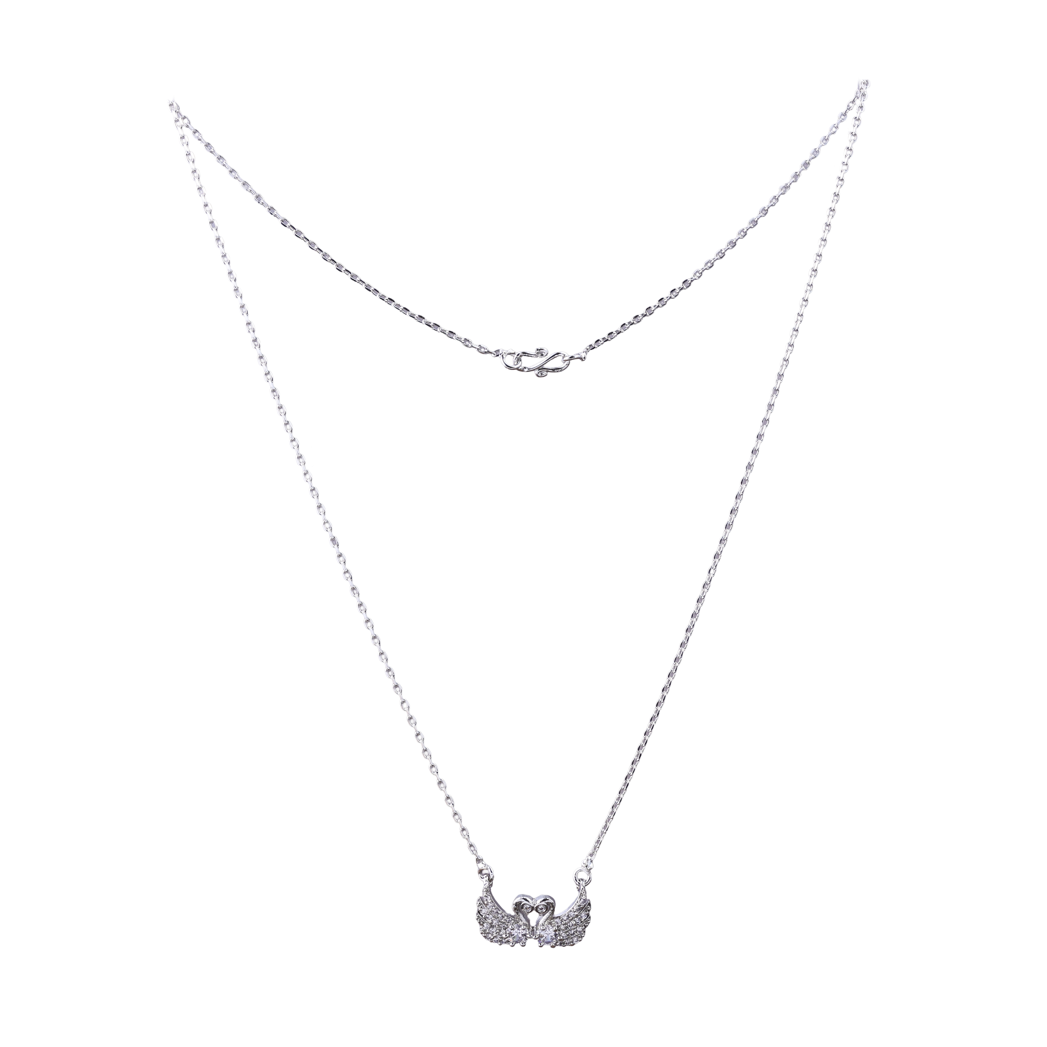 Nimoraa Twin Swan  Silver Wing Chain