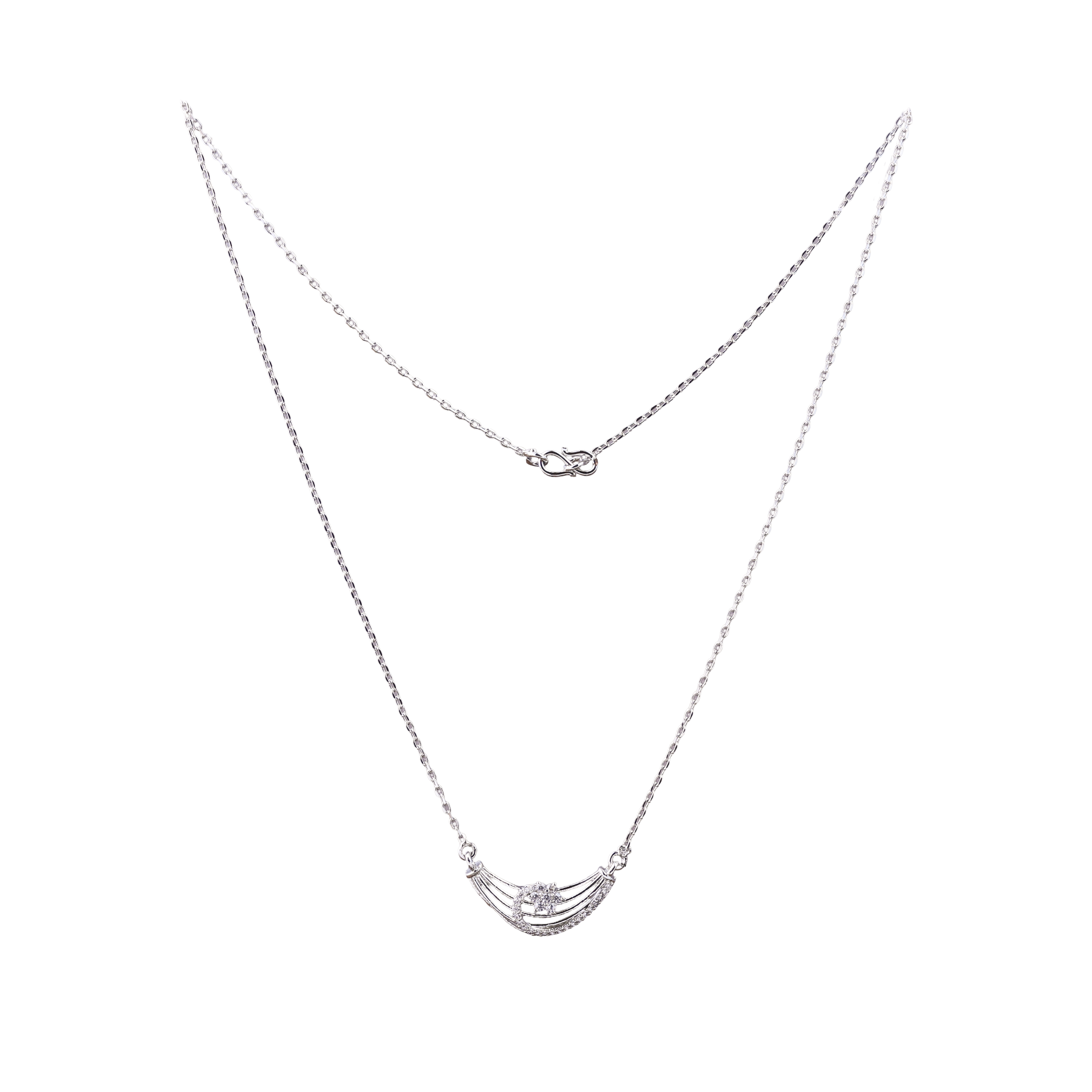 Nimoraa Layered Silver Arc Sparkle Chain