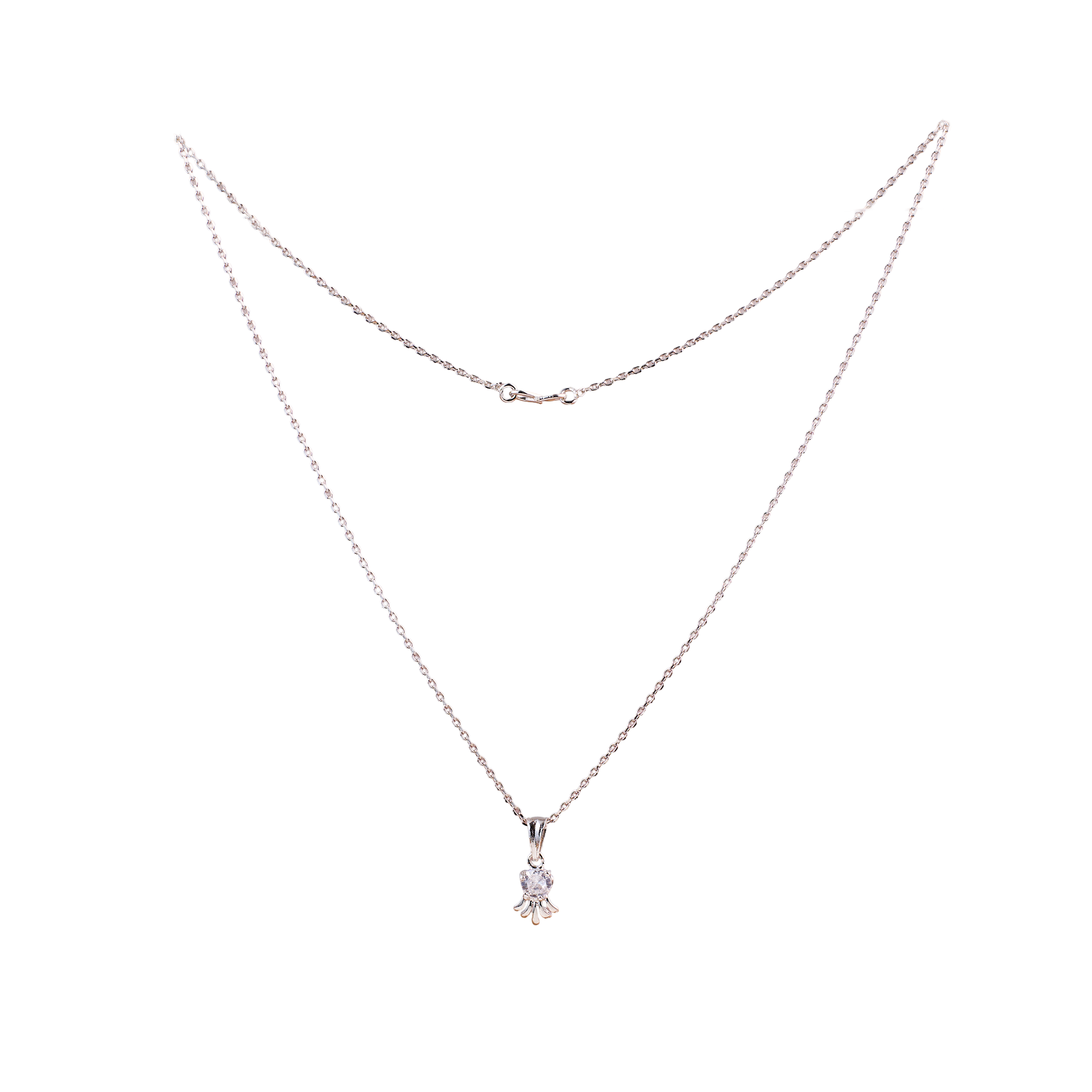 Nimoraa Sunray Solitaire Silver  Drop Chain