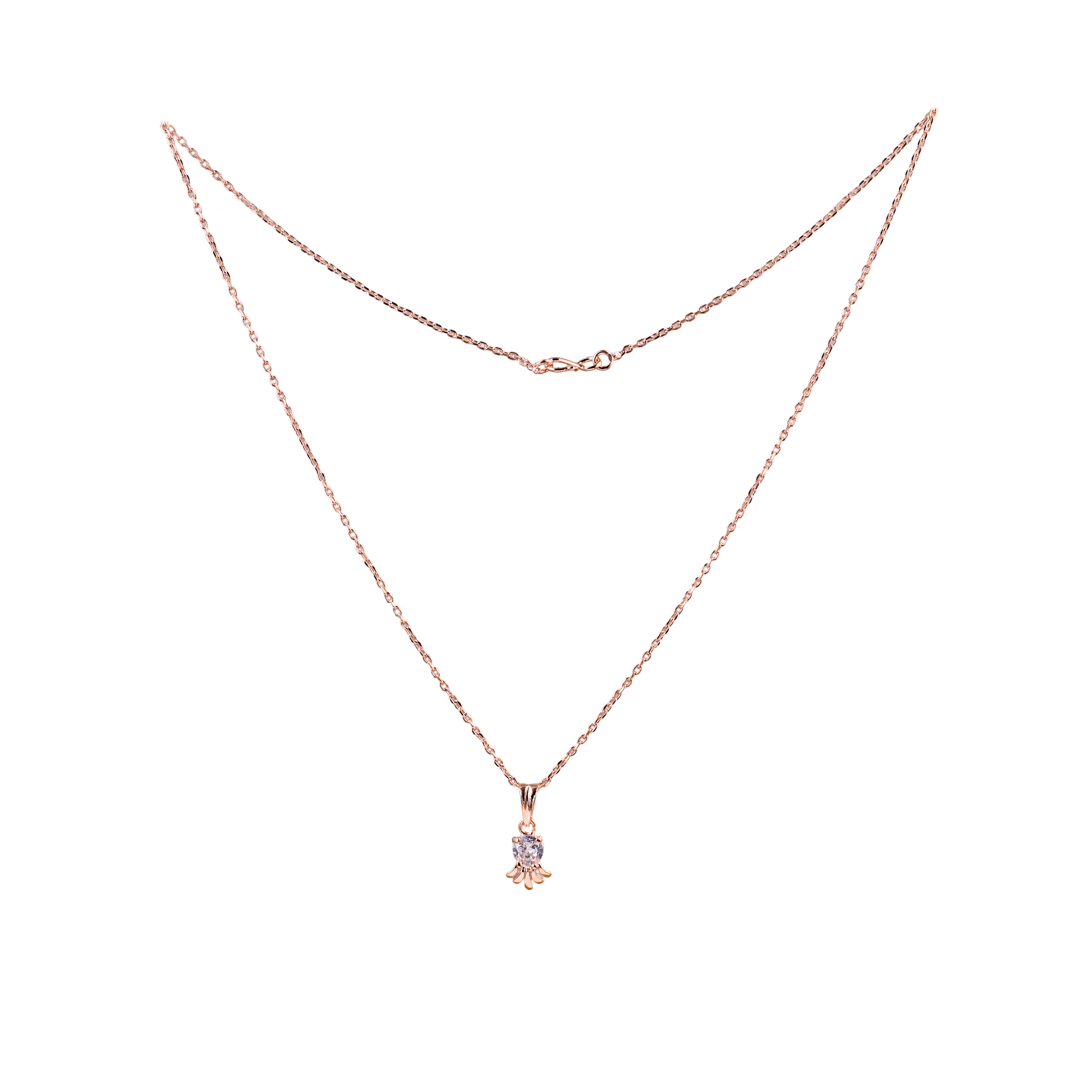 Nimoraa Sunray Solitaire rosegold Drop Chain