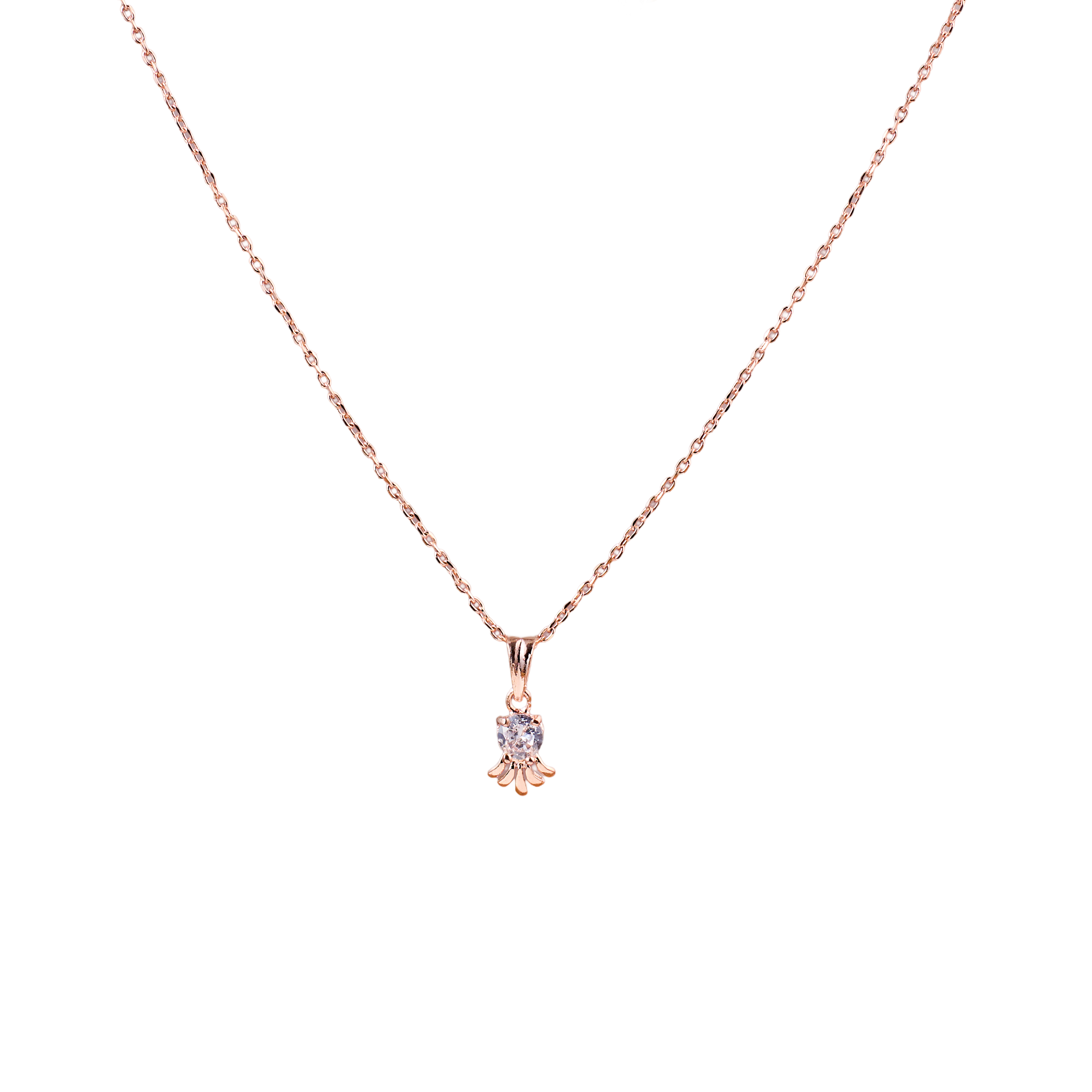 Nimoraa Sunray Solitaire rosegold Drop Chain