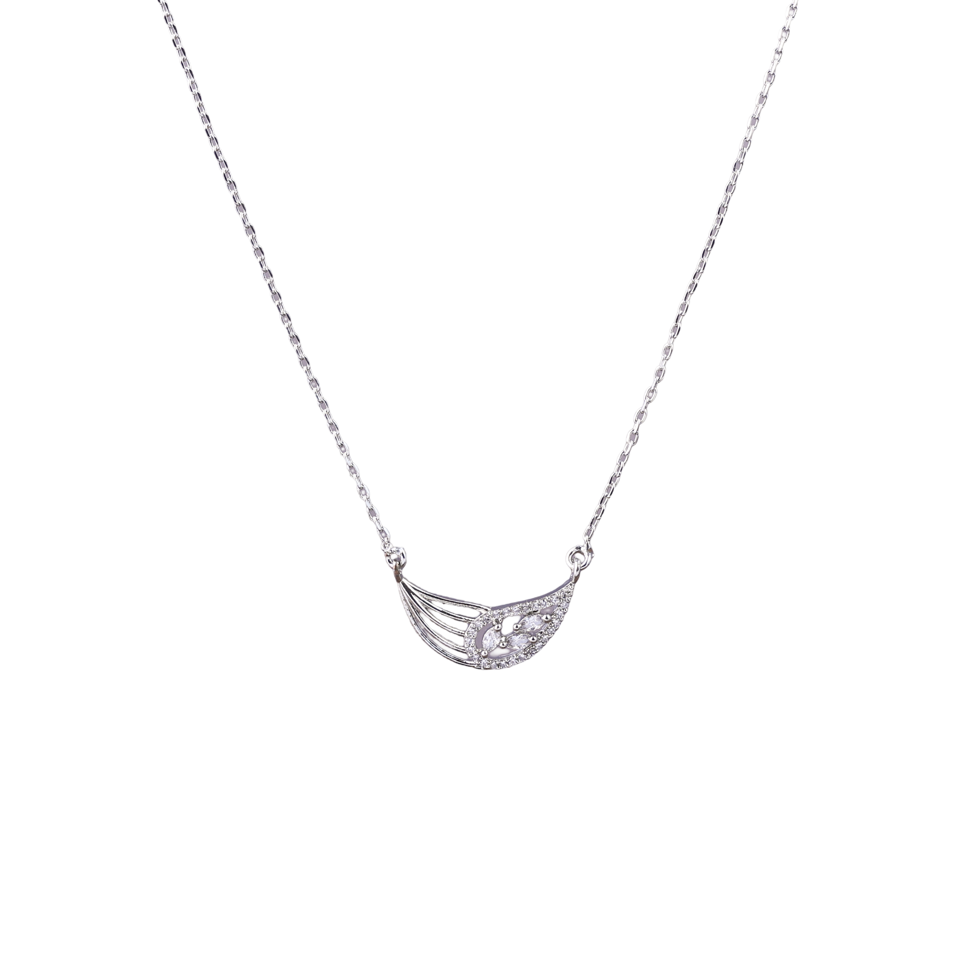 Nimoraa Curved Silver Leaf Arc Chain