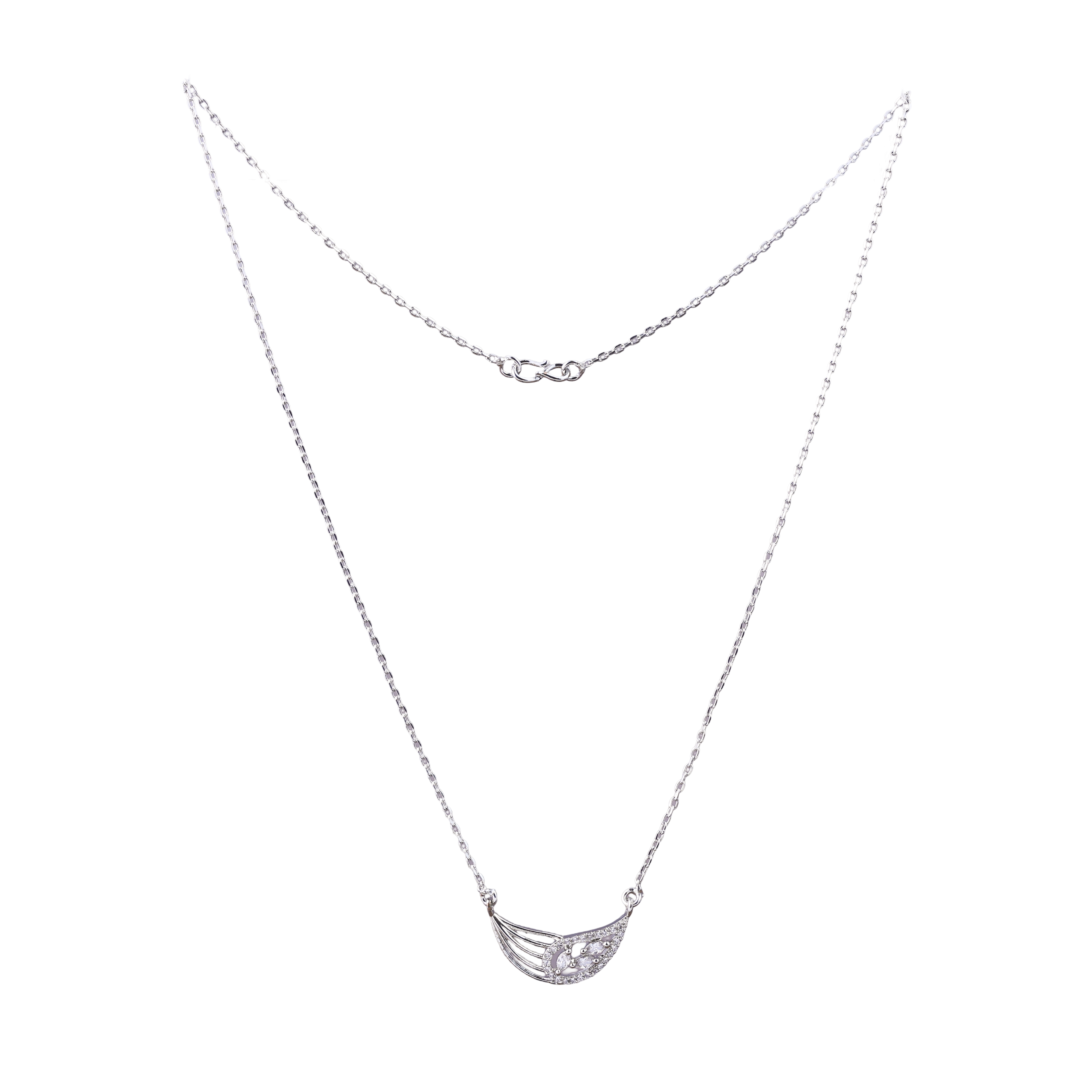Nimoraa Curved Silver Leaf Arc Chain