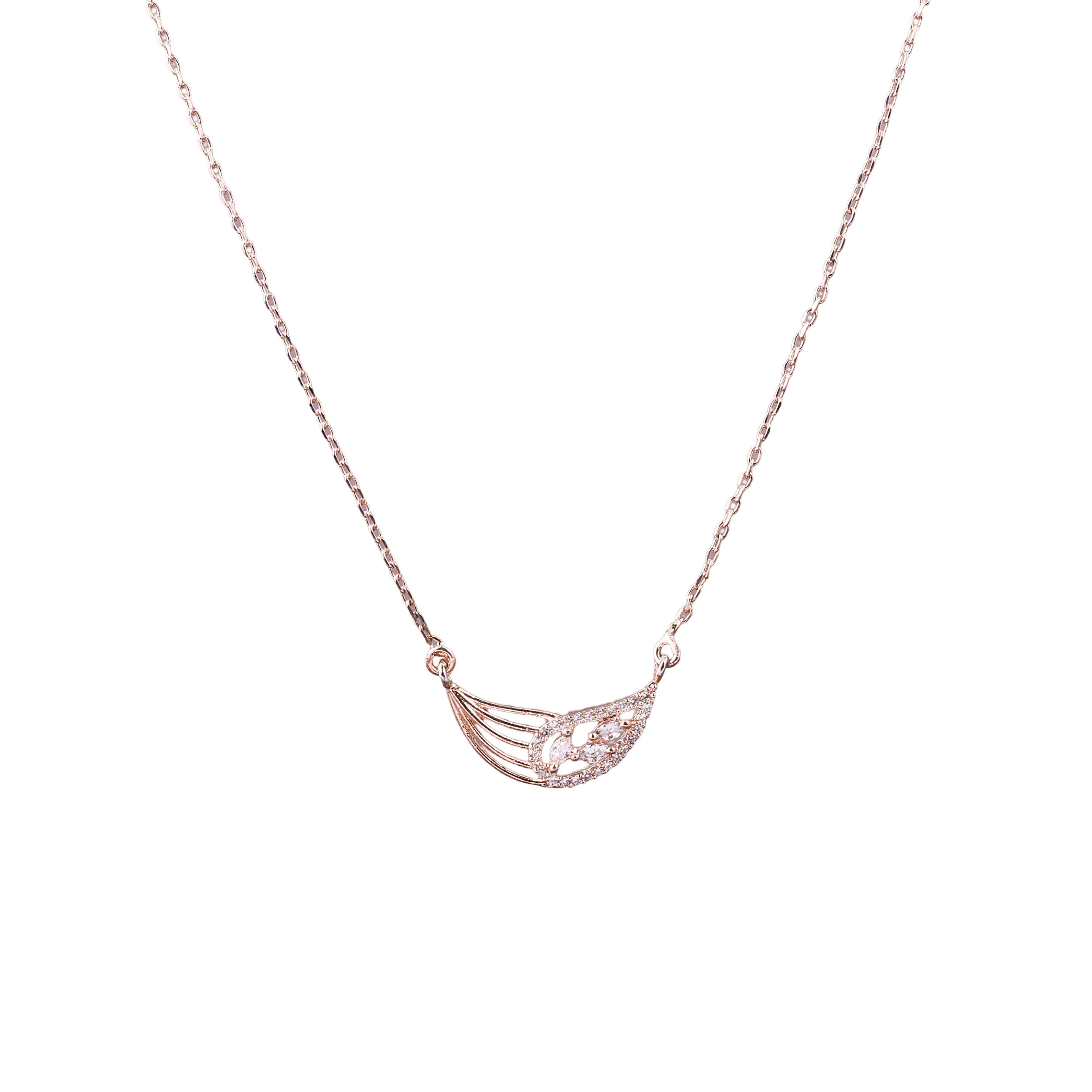 Nimoraa Curved Rosegold Leaf Arc Chain