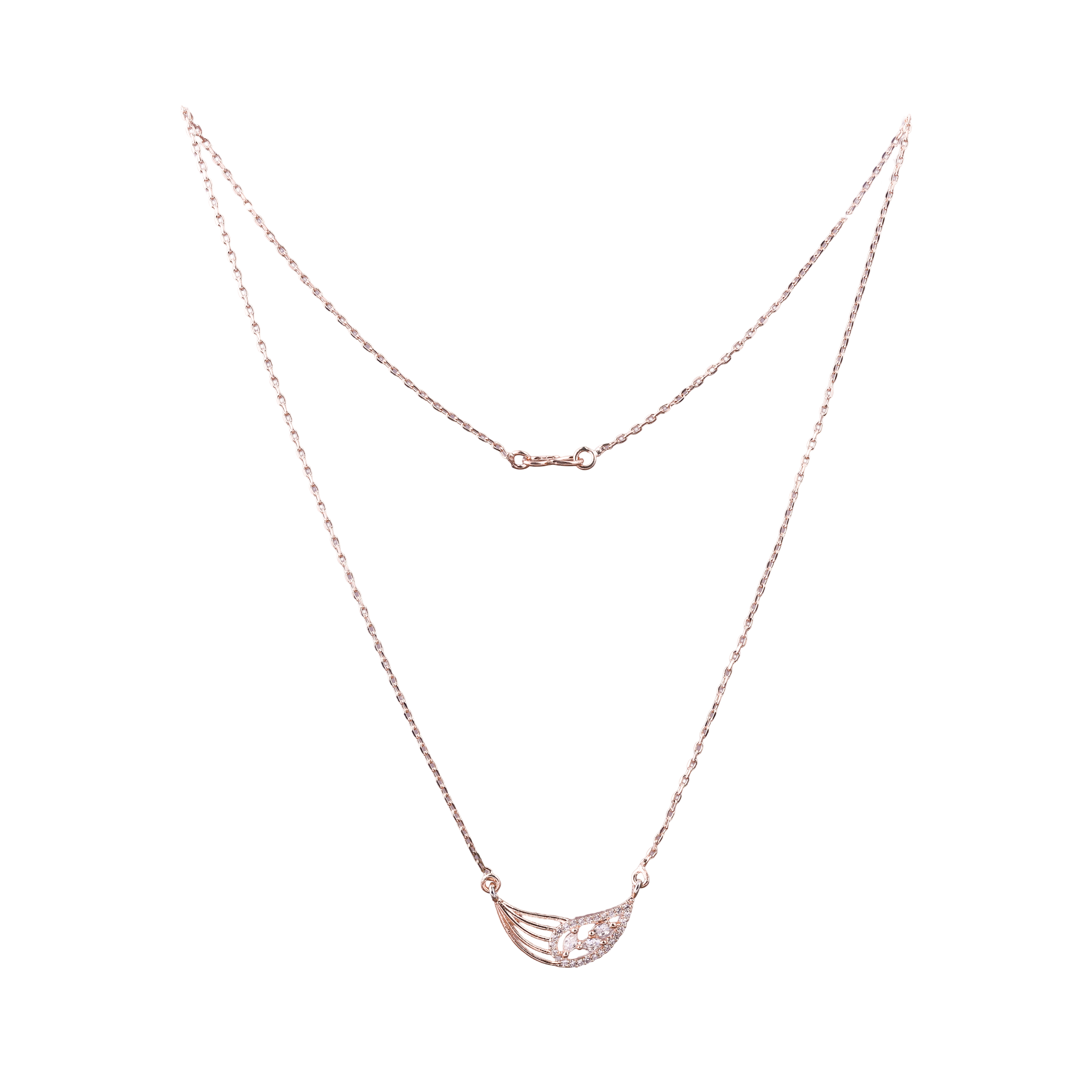 Nimoraa Curved Rosegold Leaf Arc Chain