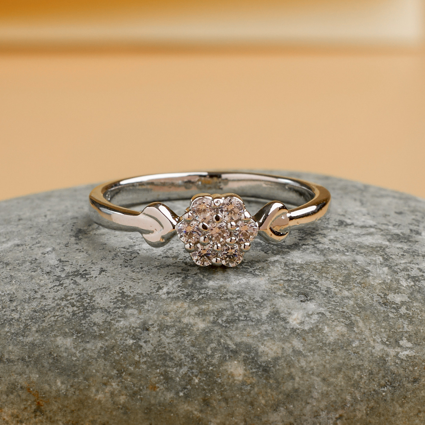 The Silver Petite Bloom Heart Ring
