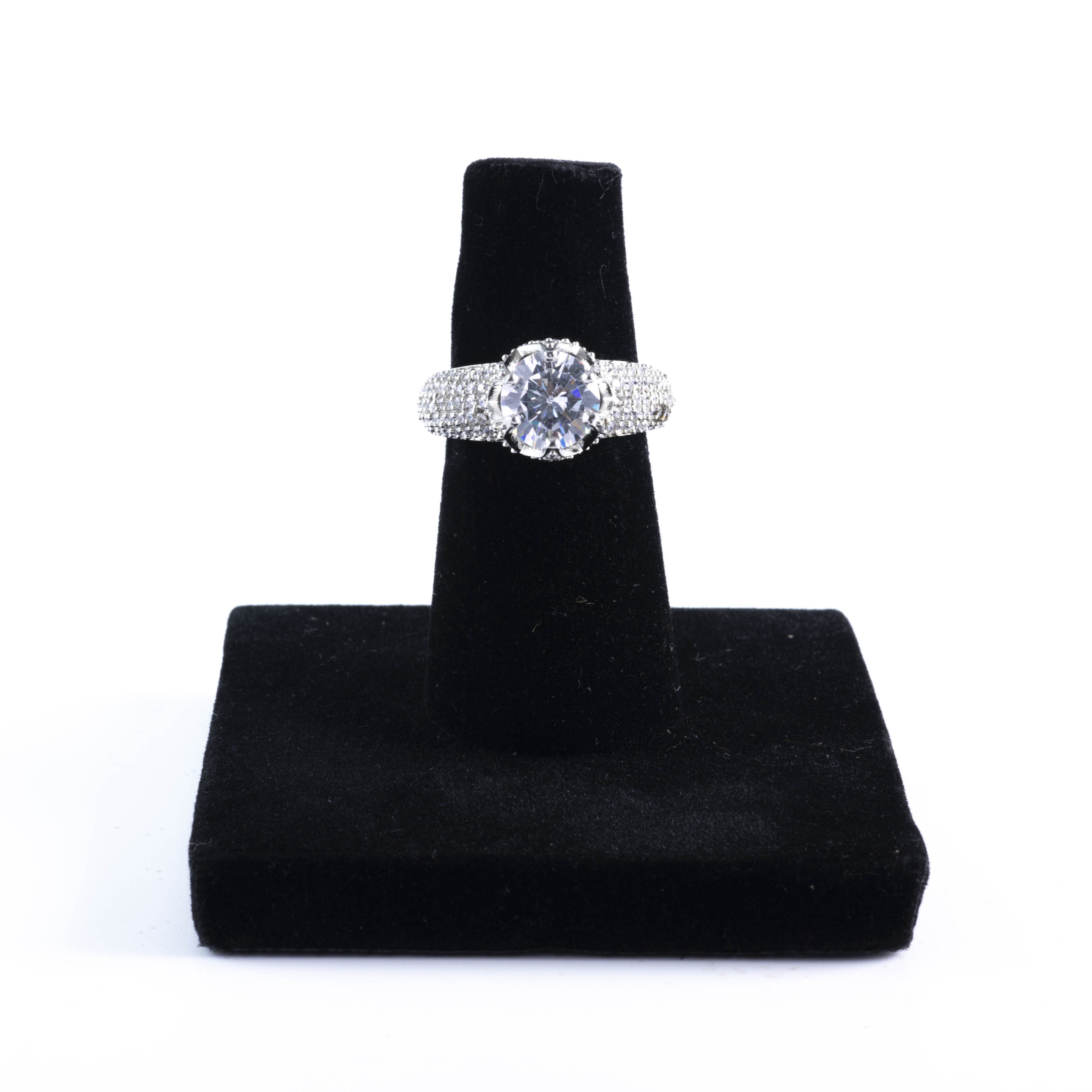 The Silver Regal Solitaire Halo studded Ring