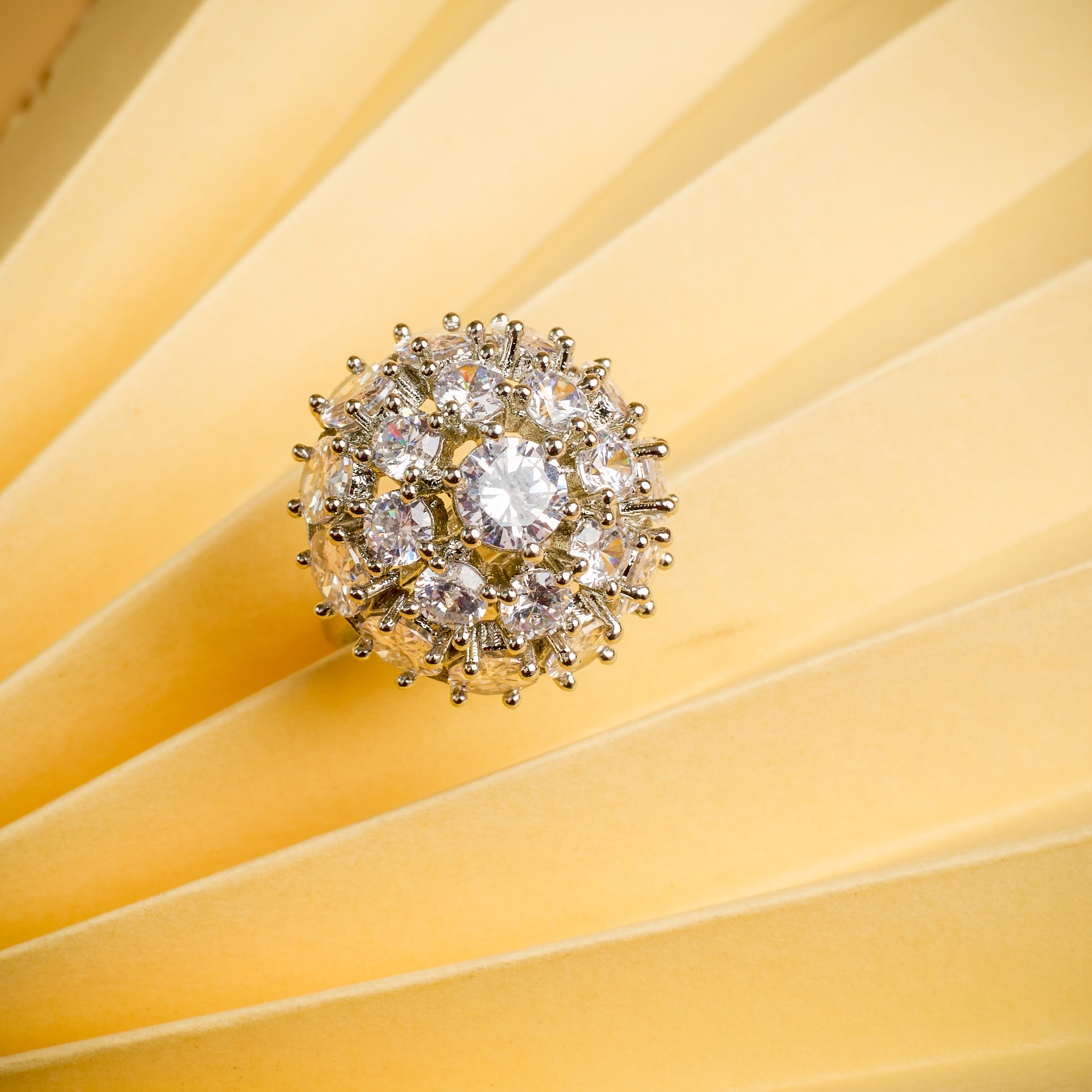 The Silver Aurora Crown Cocktail Ring