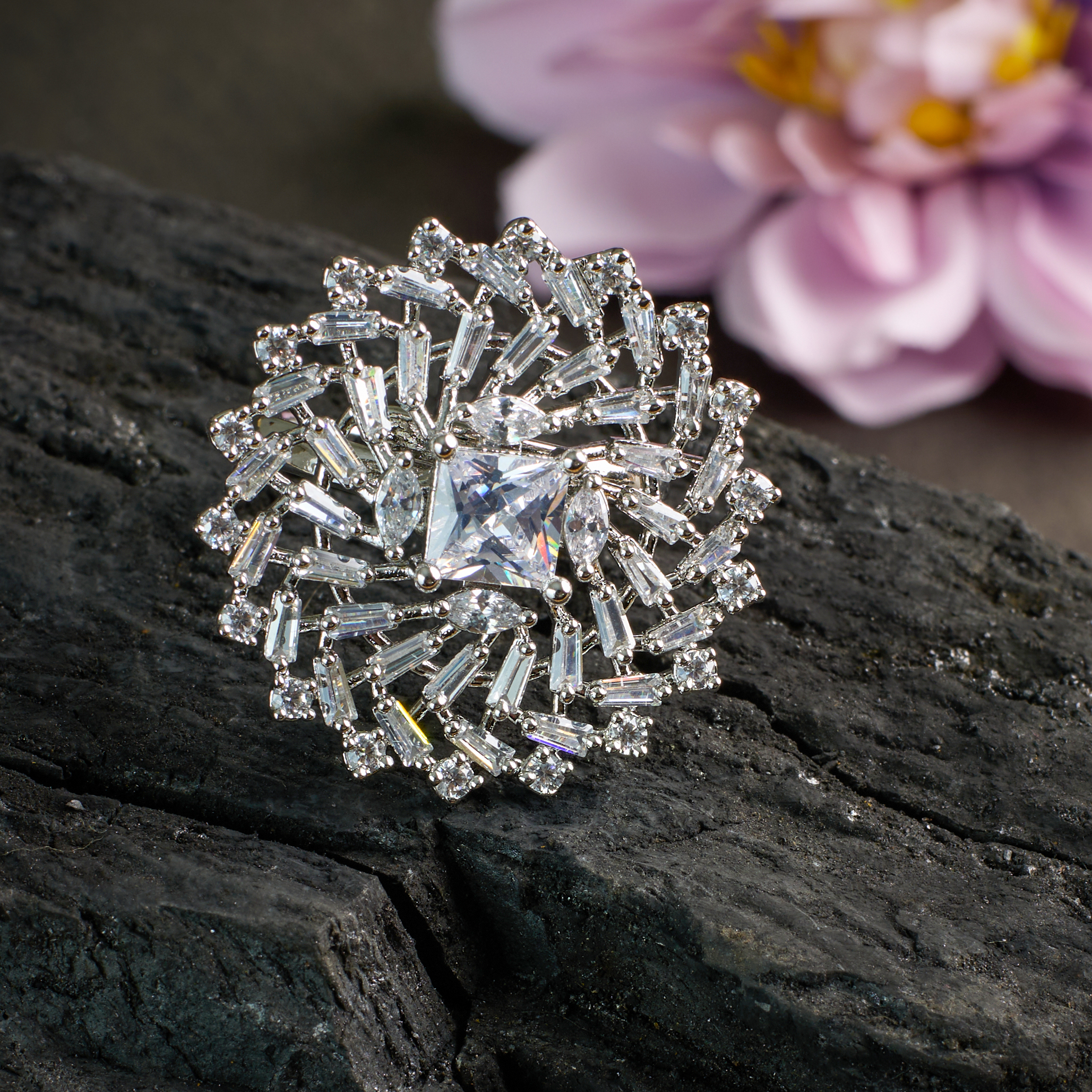 The Silver Sunflower Spark Ring