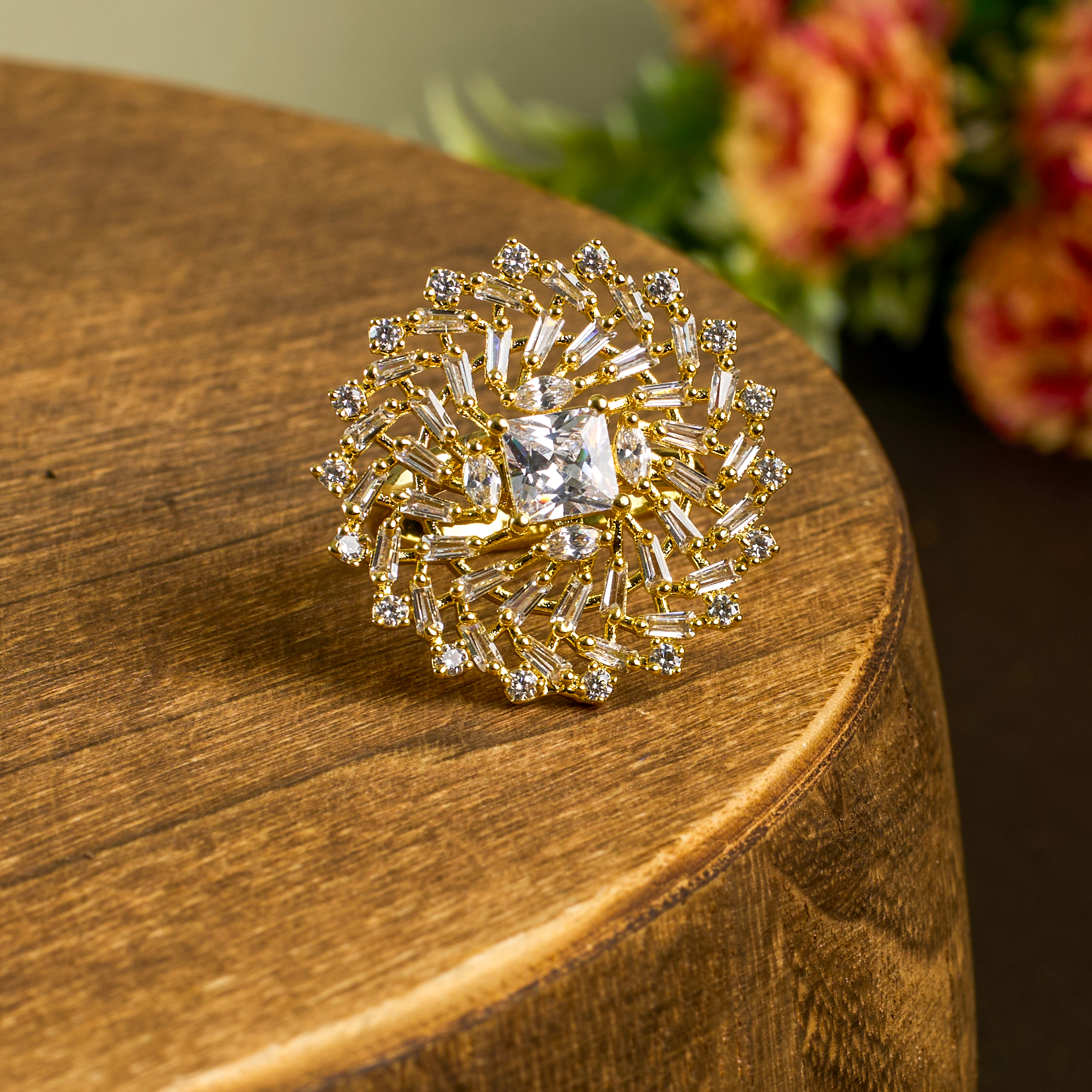 The Gold Sunflower Spark Ring