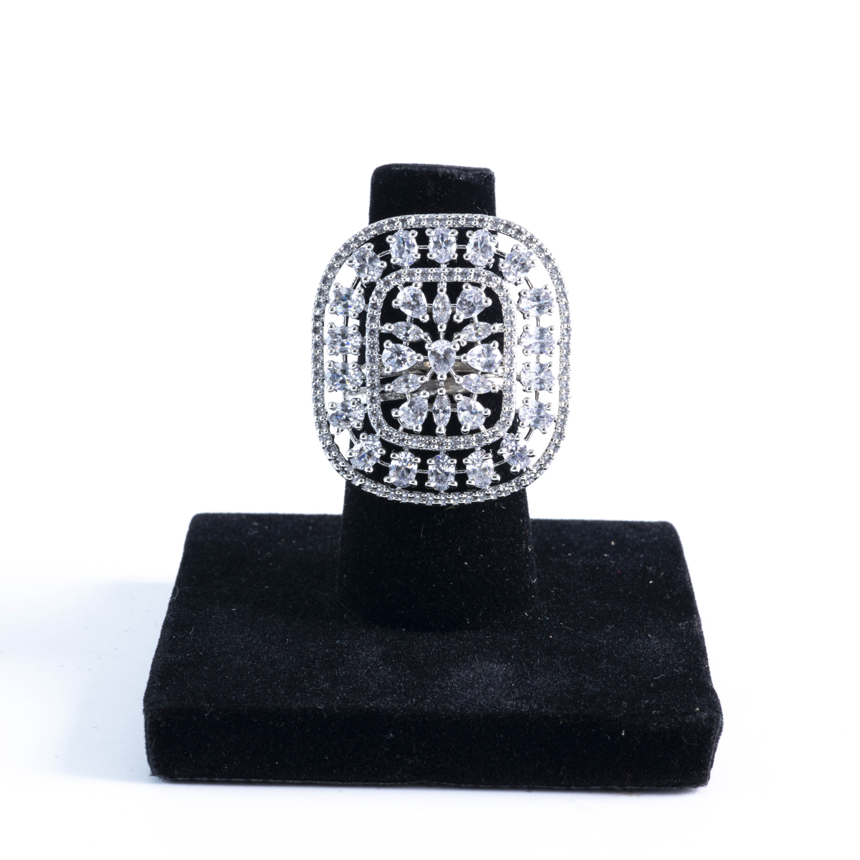 The Silver Regal Bloom Square Ring