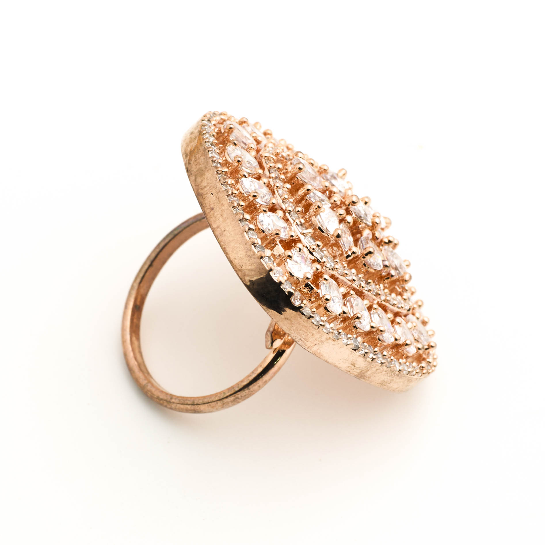 The Rosegold Regal Bloom Square Ring