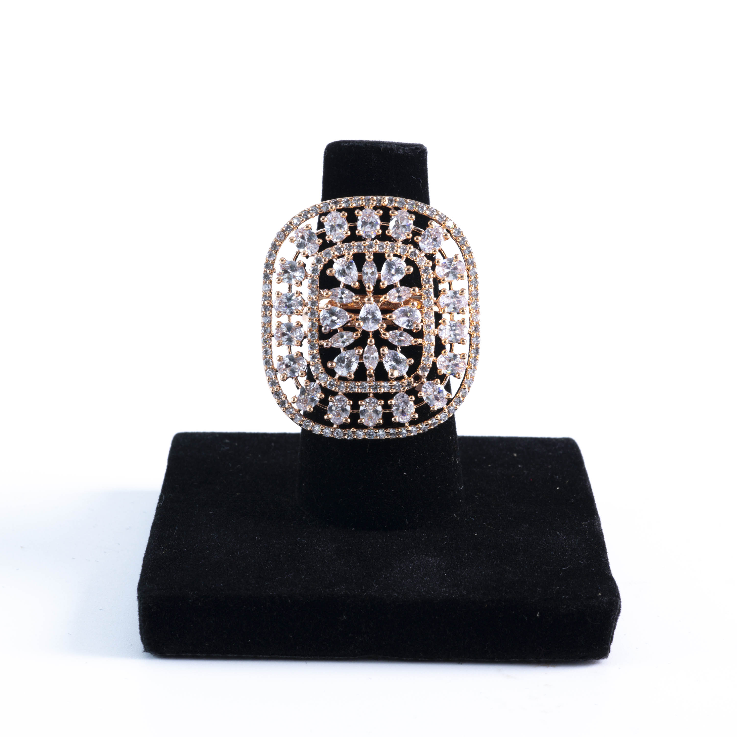 The Rosegold Regal Bloom Square Ring