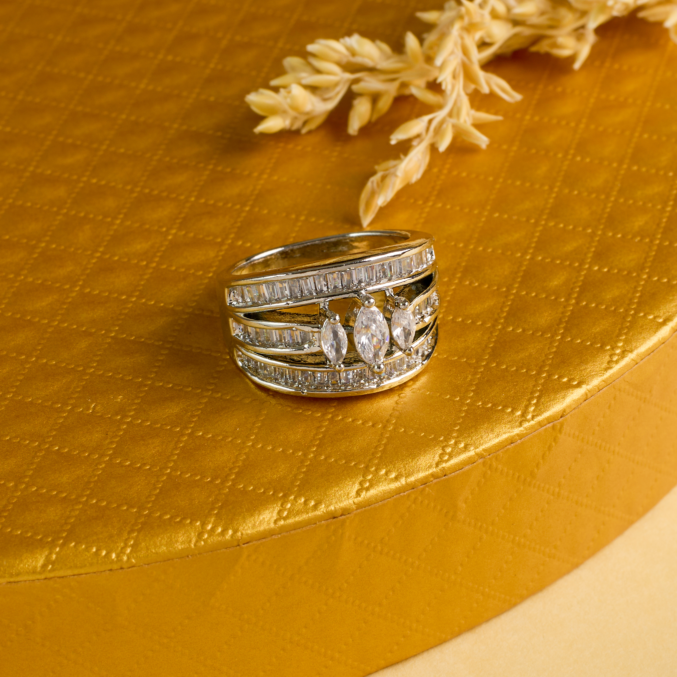 The Silver Layered Marquise Harmony Ring