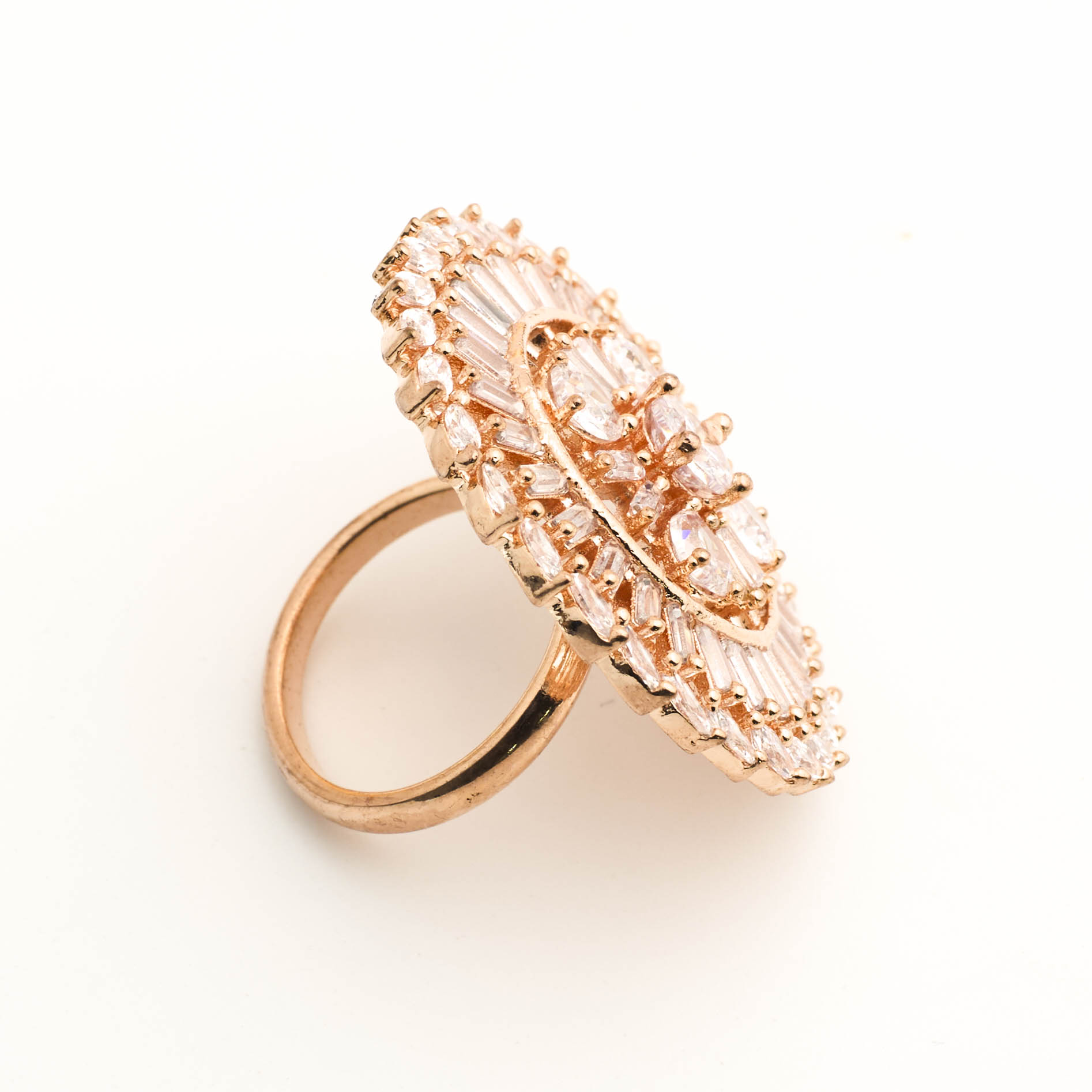 The Rosegold Radiant Halo Cocktail Ring