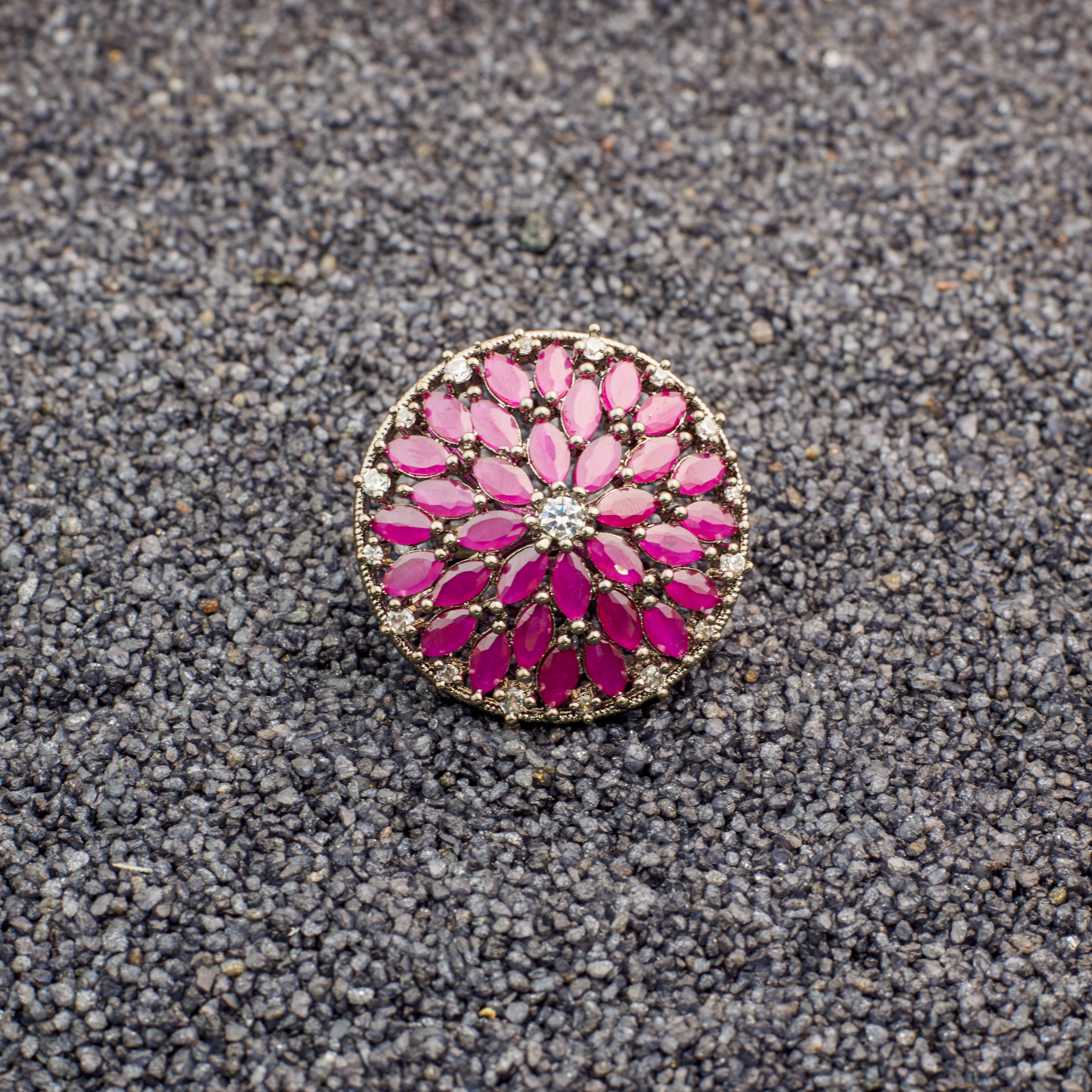 The Eyecatching Ruby Sunburst Cocktail Ring