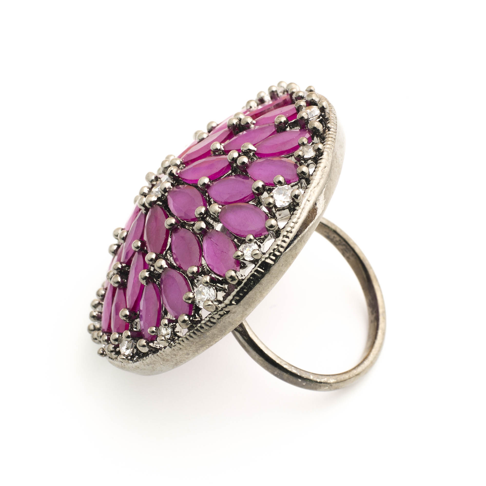 The Eyecatching Ruby Sunburst Cocktail Ring