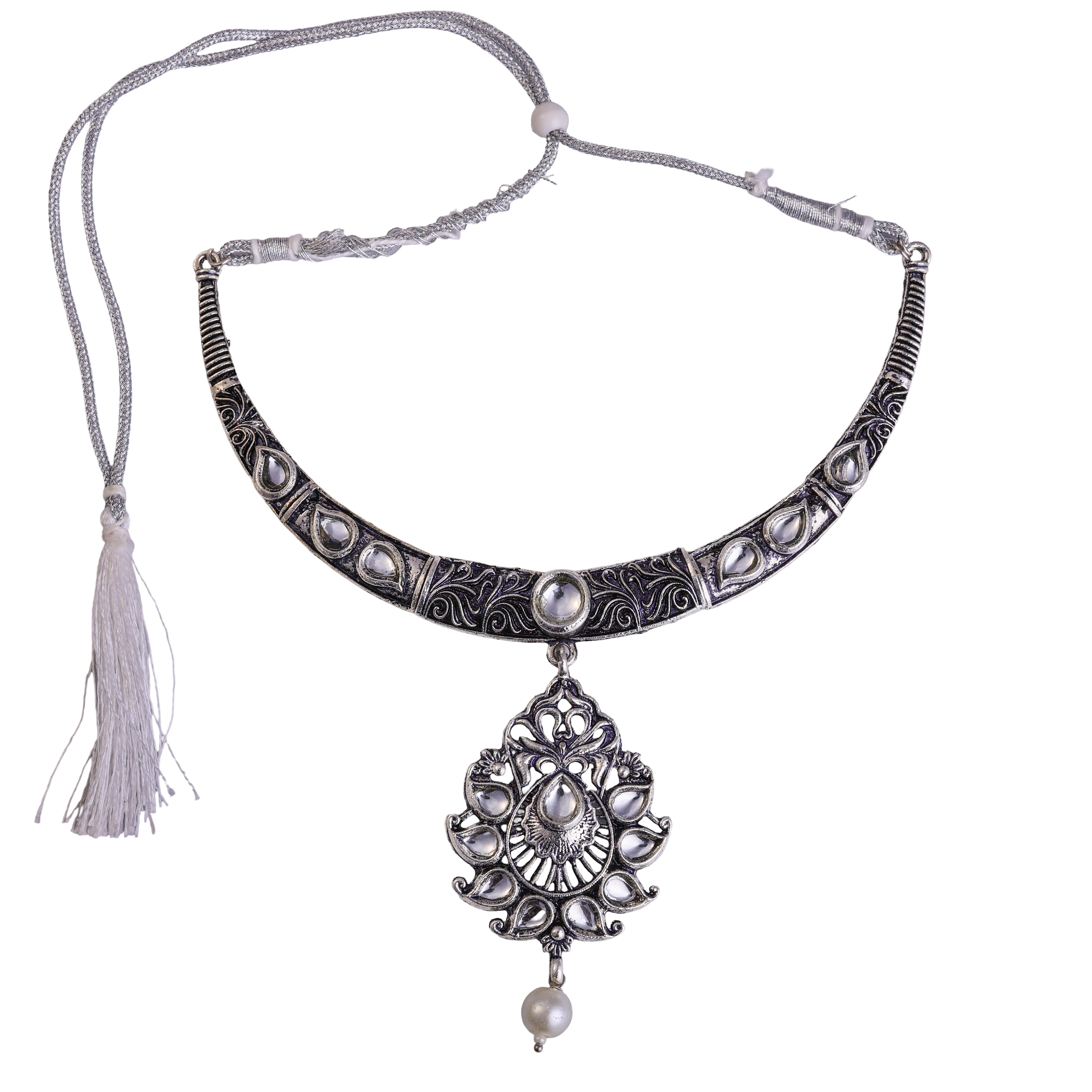 Nimoraa Serene Silver PearlDrop Choker Set