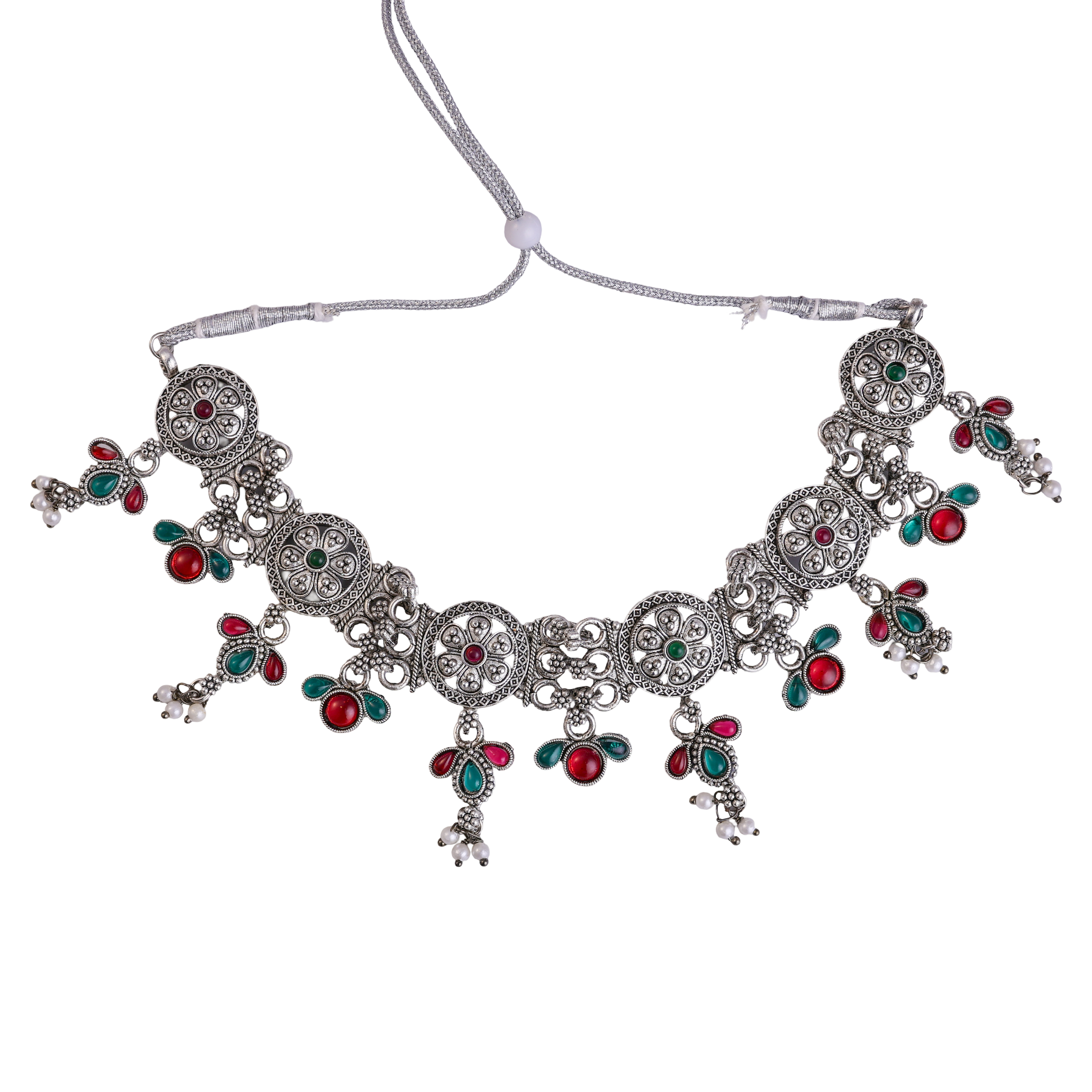 Nimoraa TerraMedallion Oxidised Pearl Choker Set