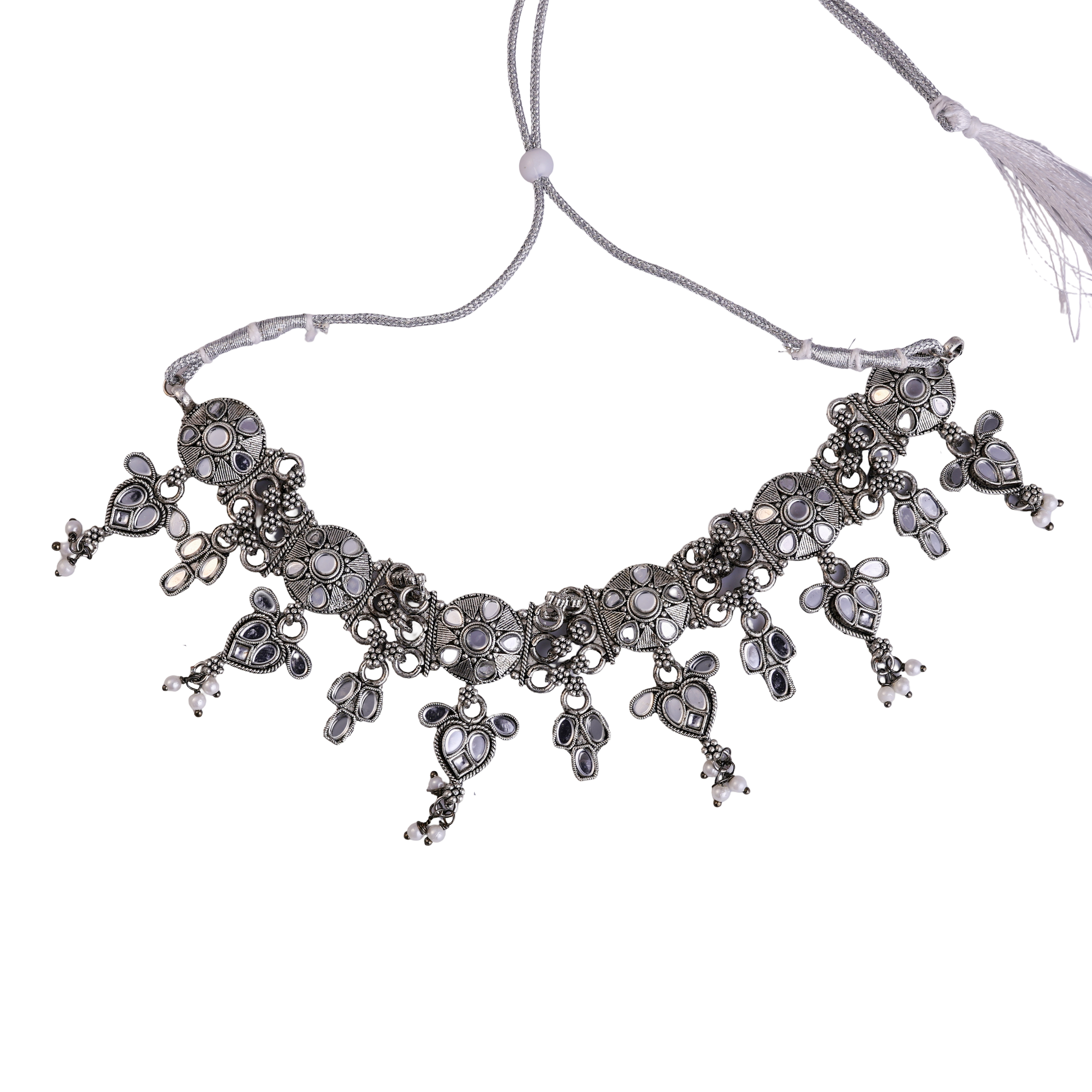 Nimoraa Kiva MirrorDrop Oxidised Choker Set