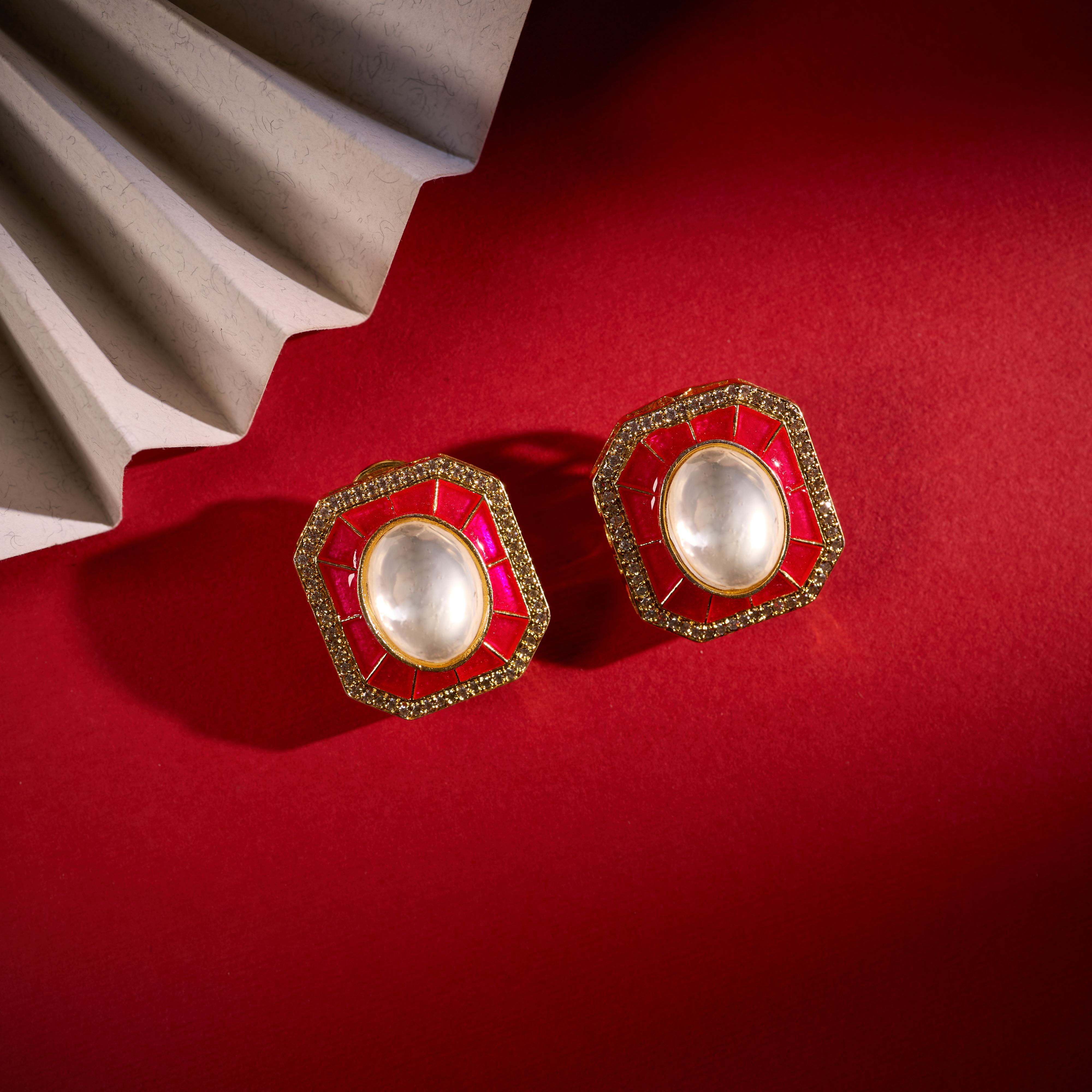 Royal Red Kundan Earrings
