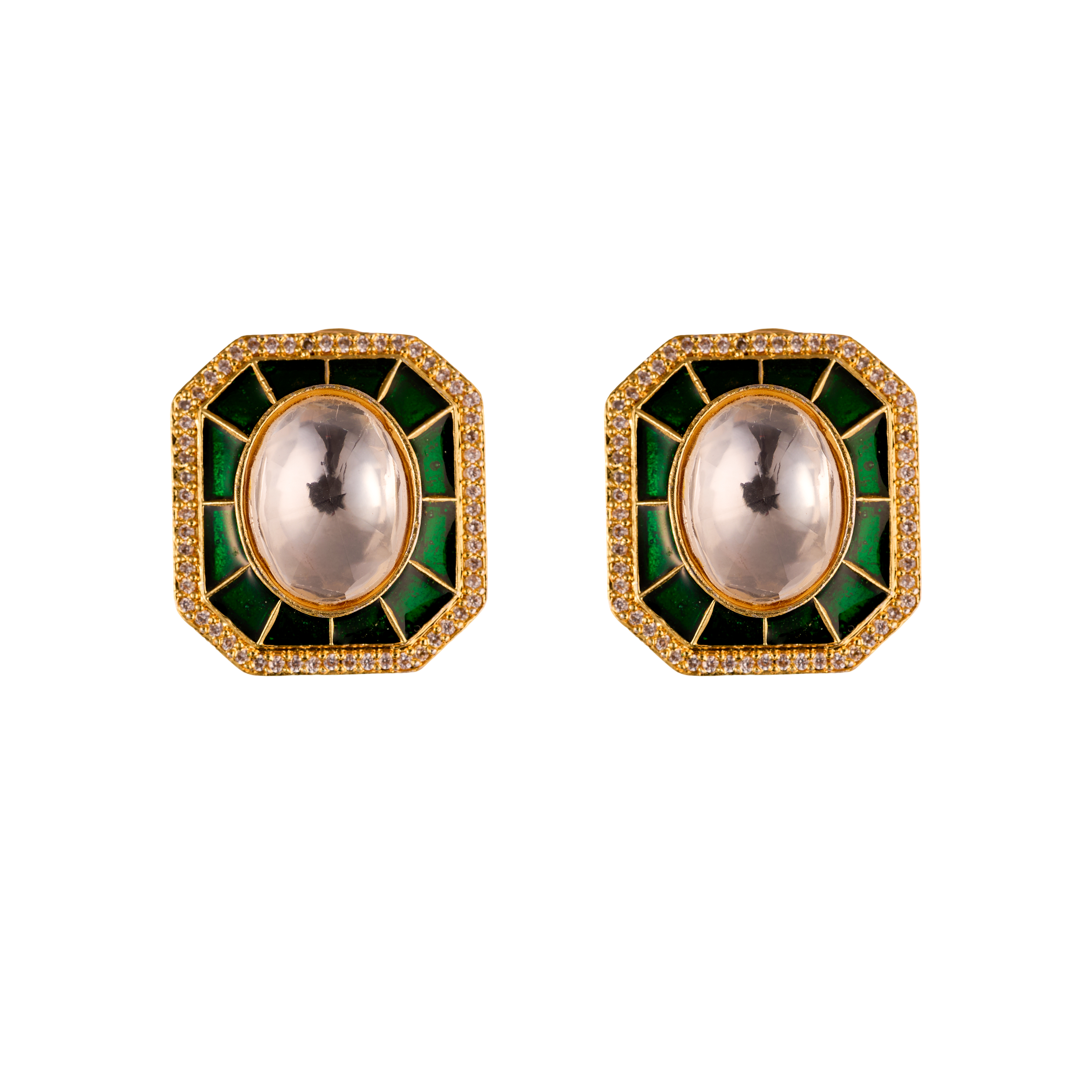 Royal Emerald Green Kundan Earrings