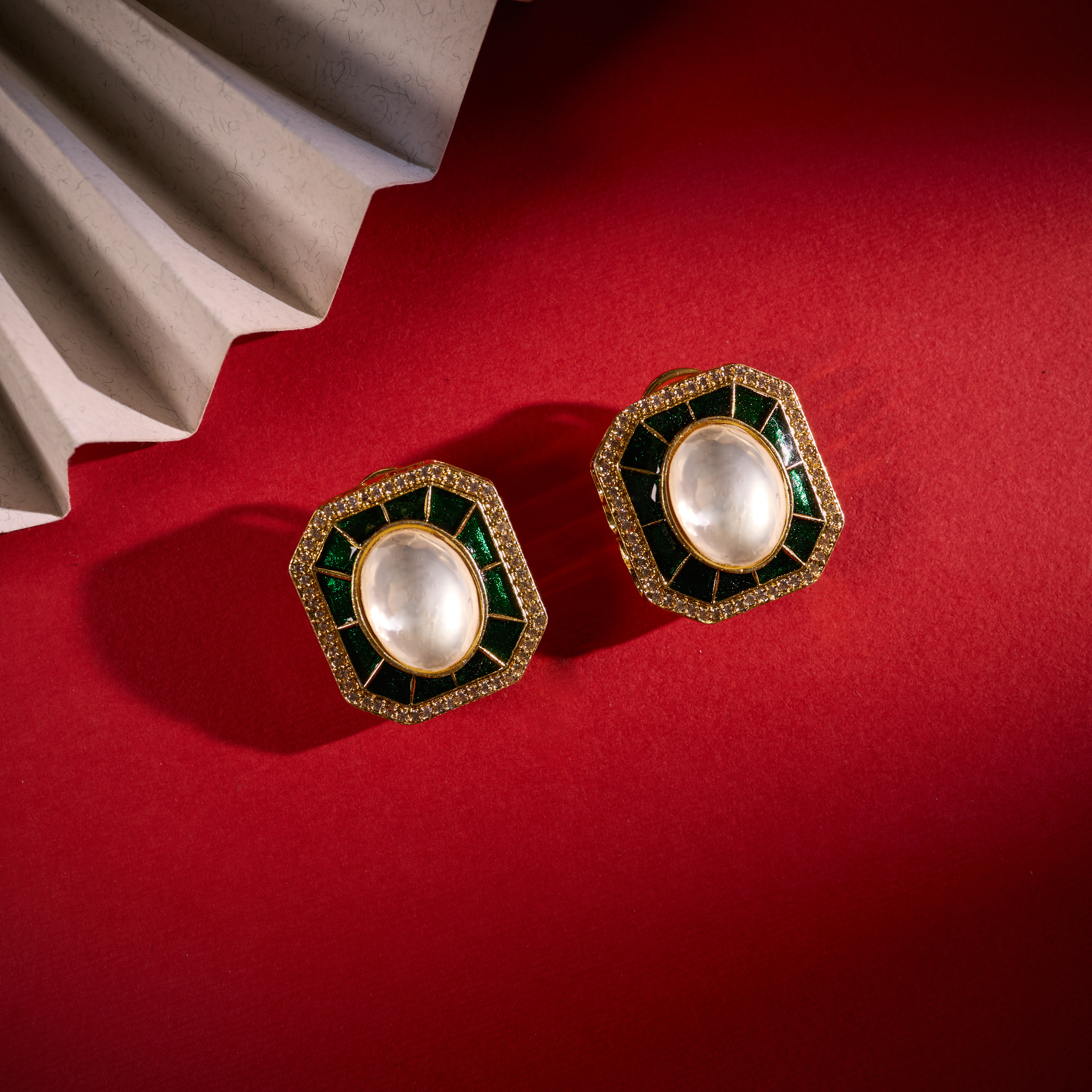 Royal Emerald Green Kundan Earrings