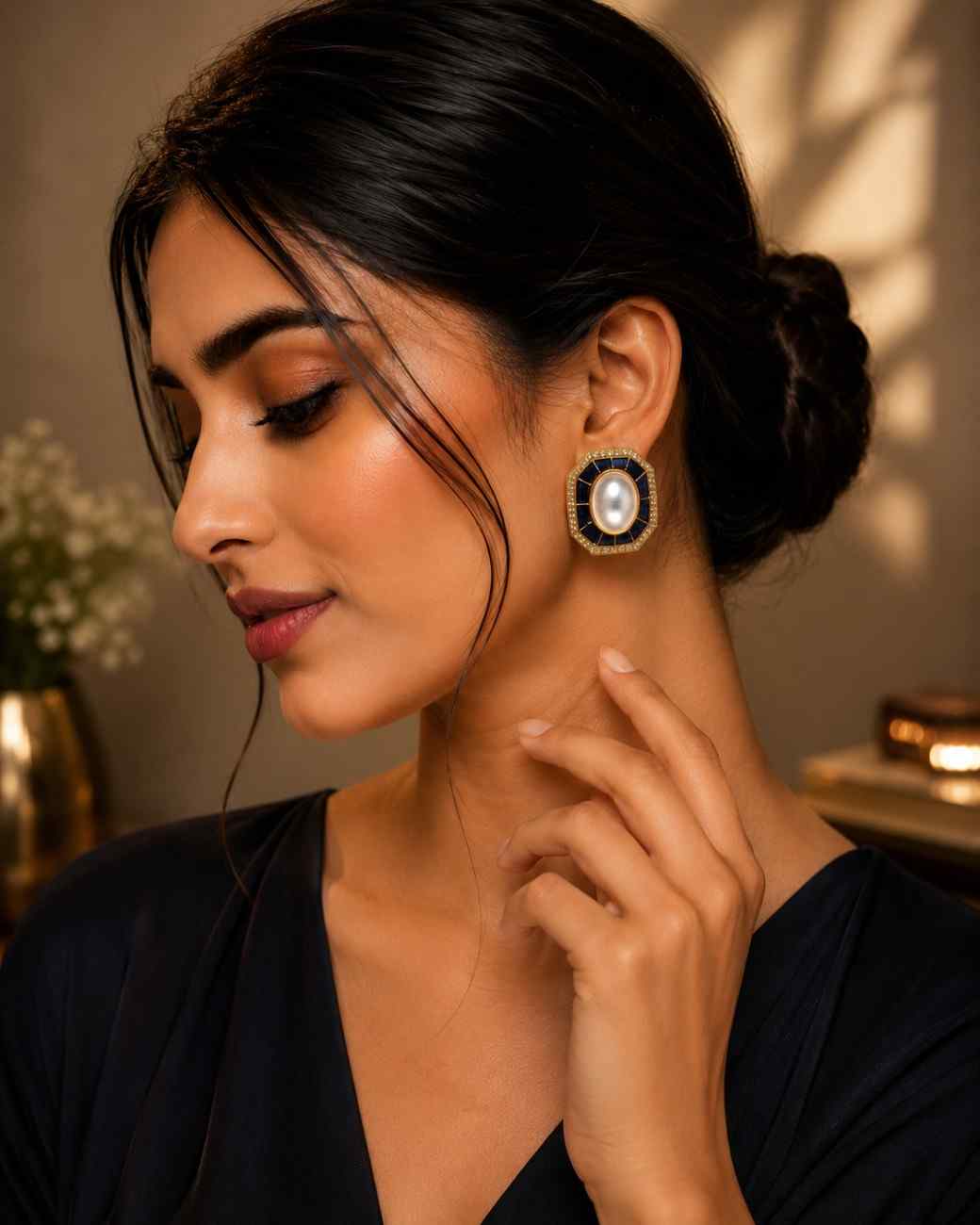 Royal Purple Kundan Earrings