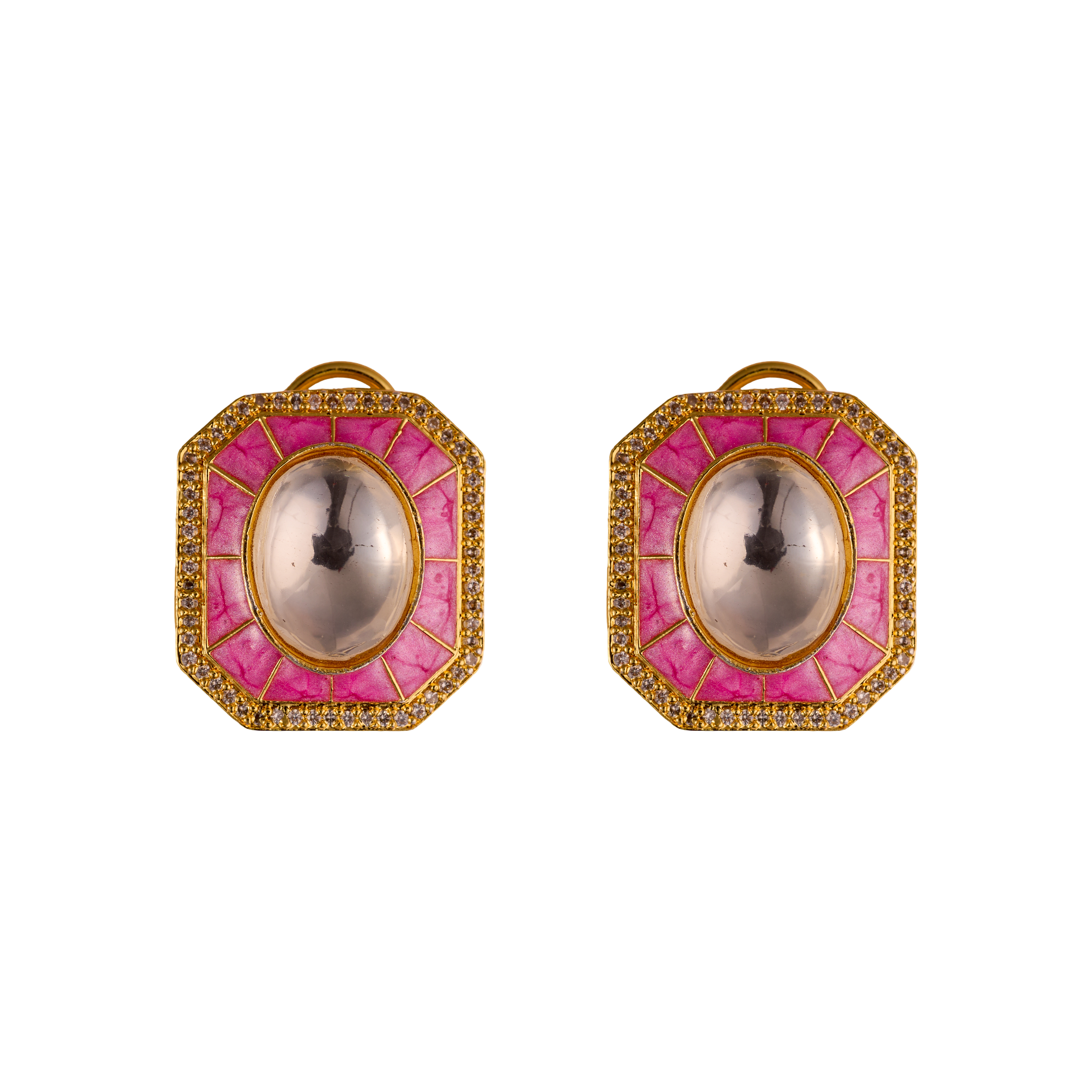 Royal Pink Kundan Earrings