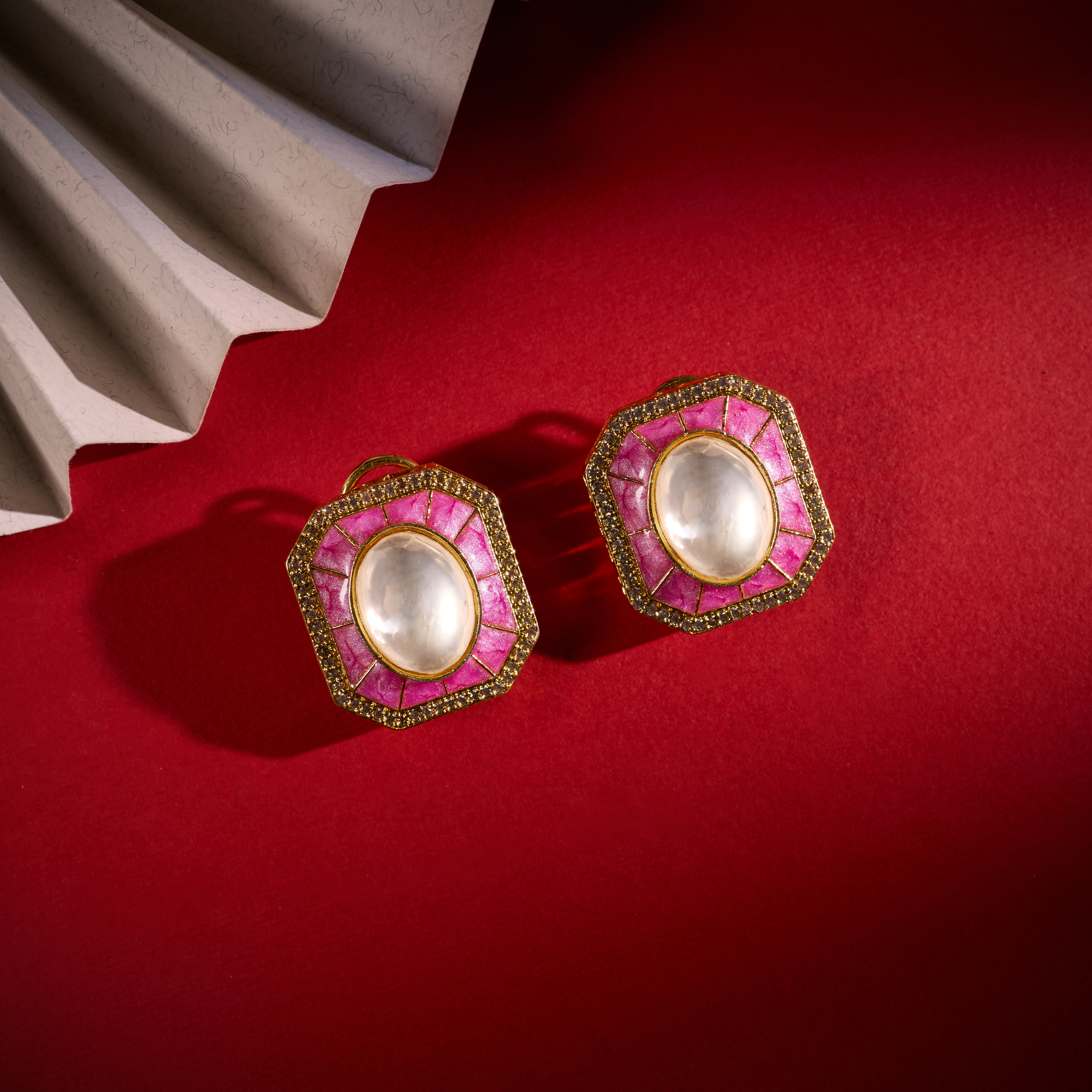 Royal Pink Kundan Earrings