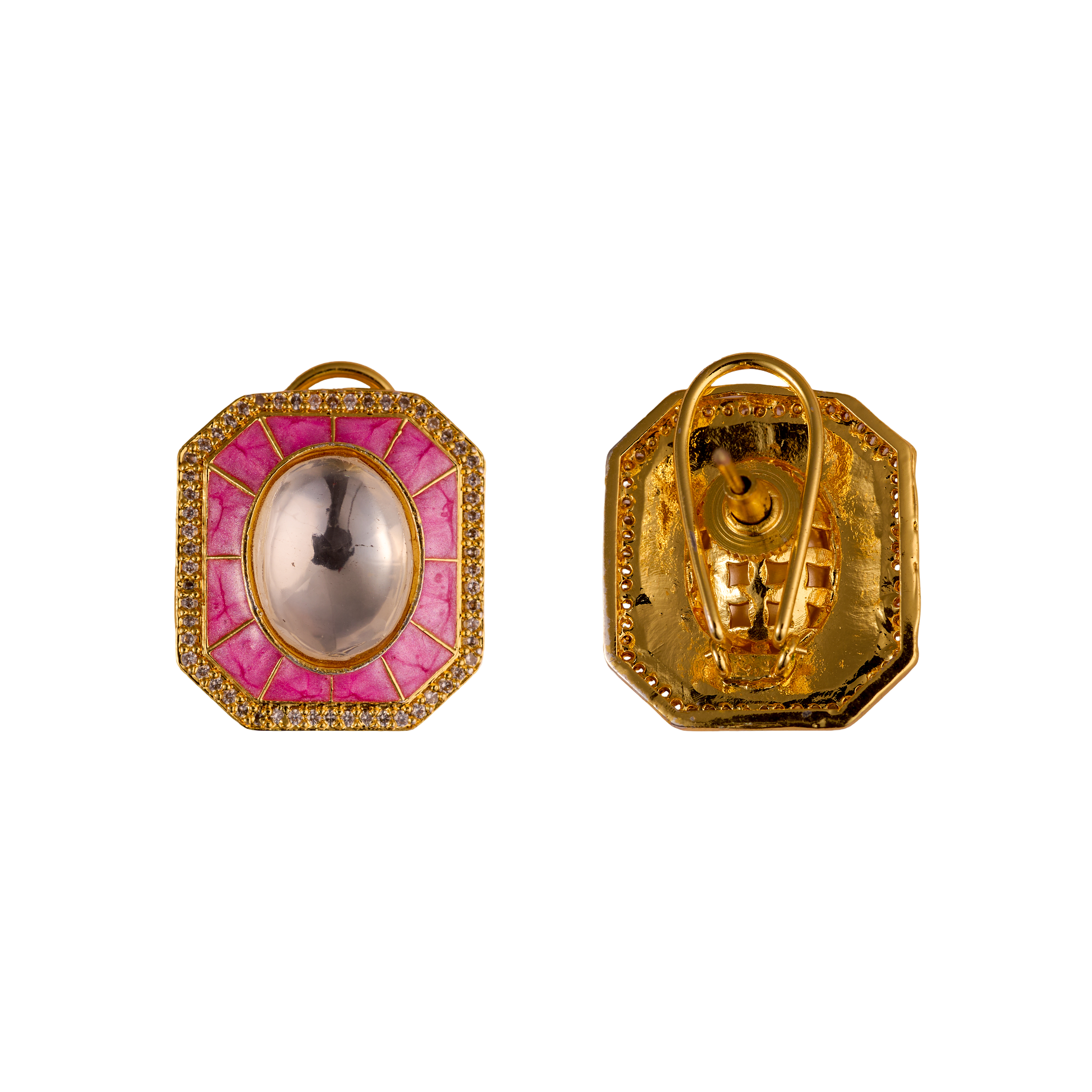 Royal Pink Kundan Earrings