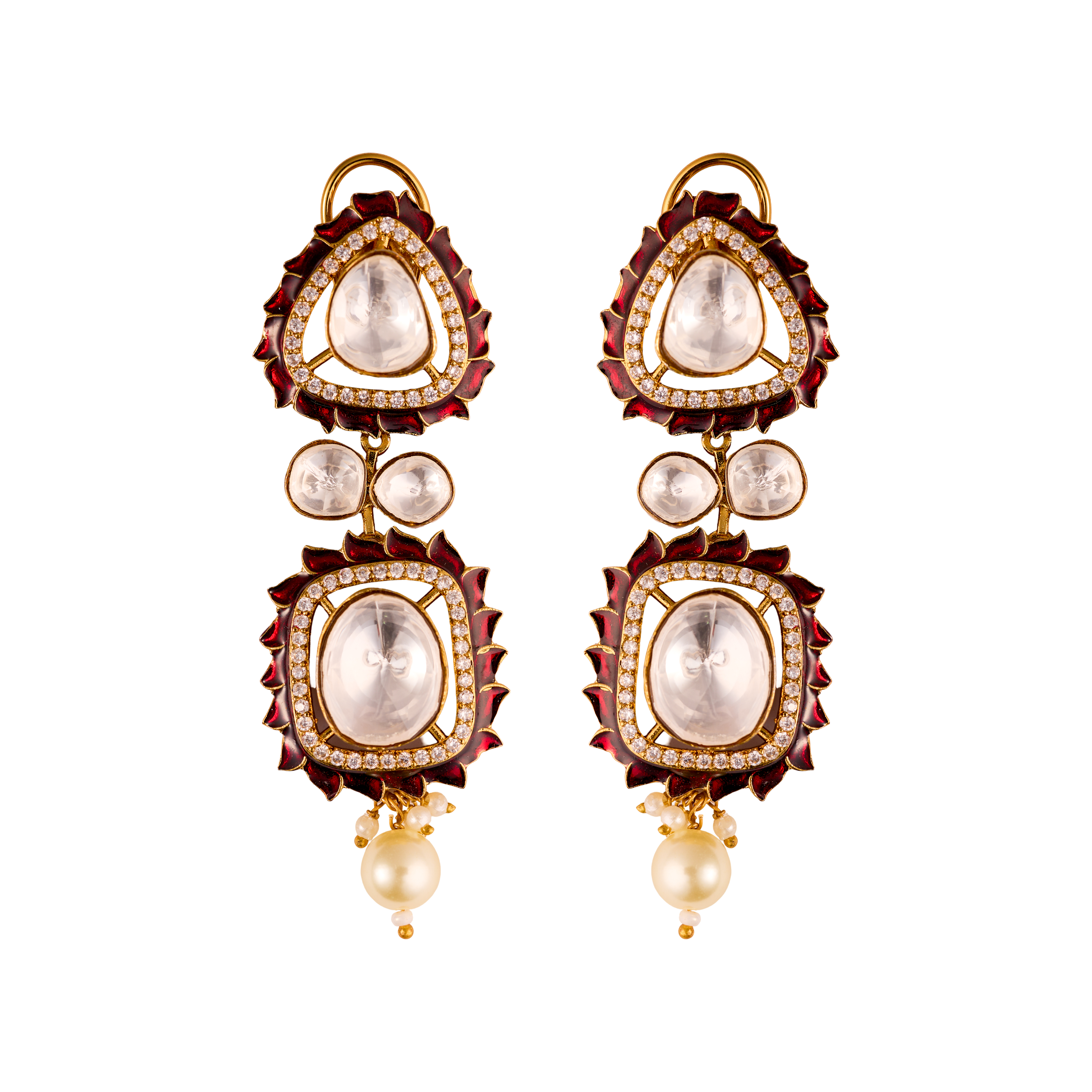 The Jashn-e-Noor Red Drop Royal Kundan Earrings