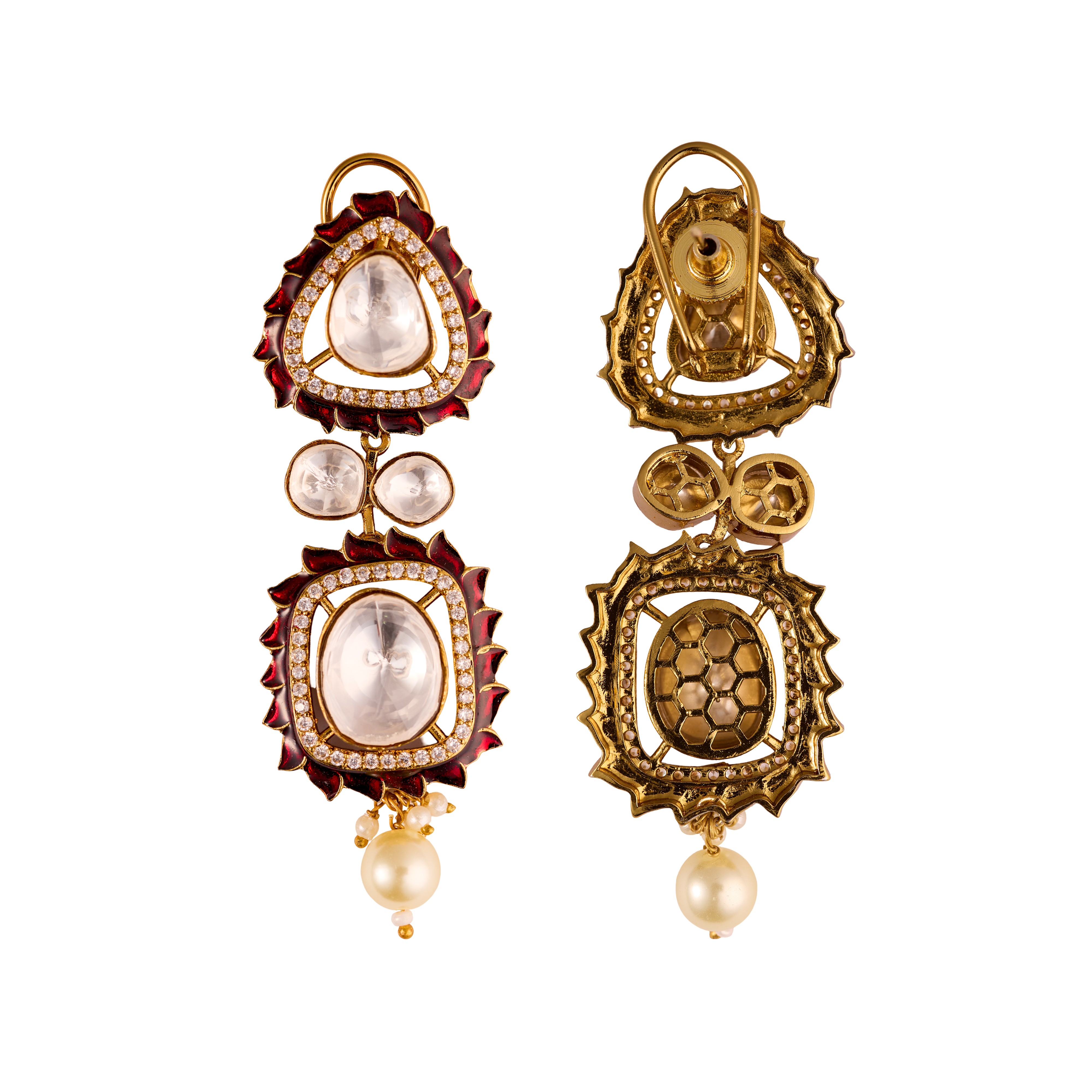 The Jashn-e-Noor Red Drop Royal Kundan Earrings