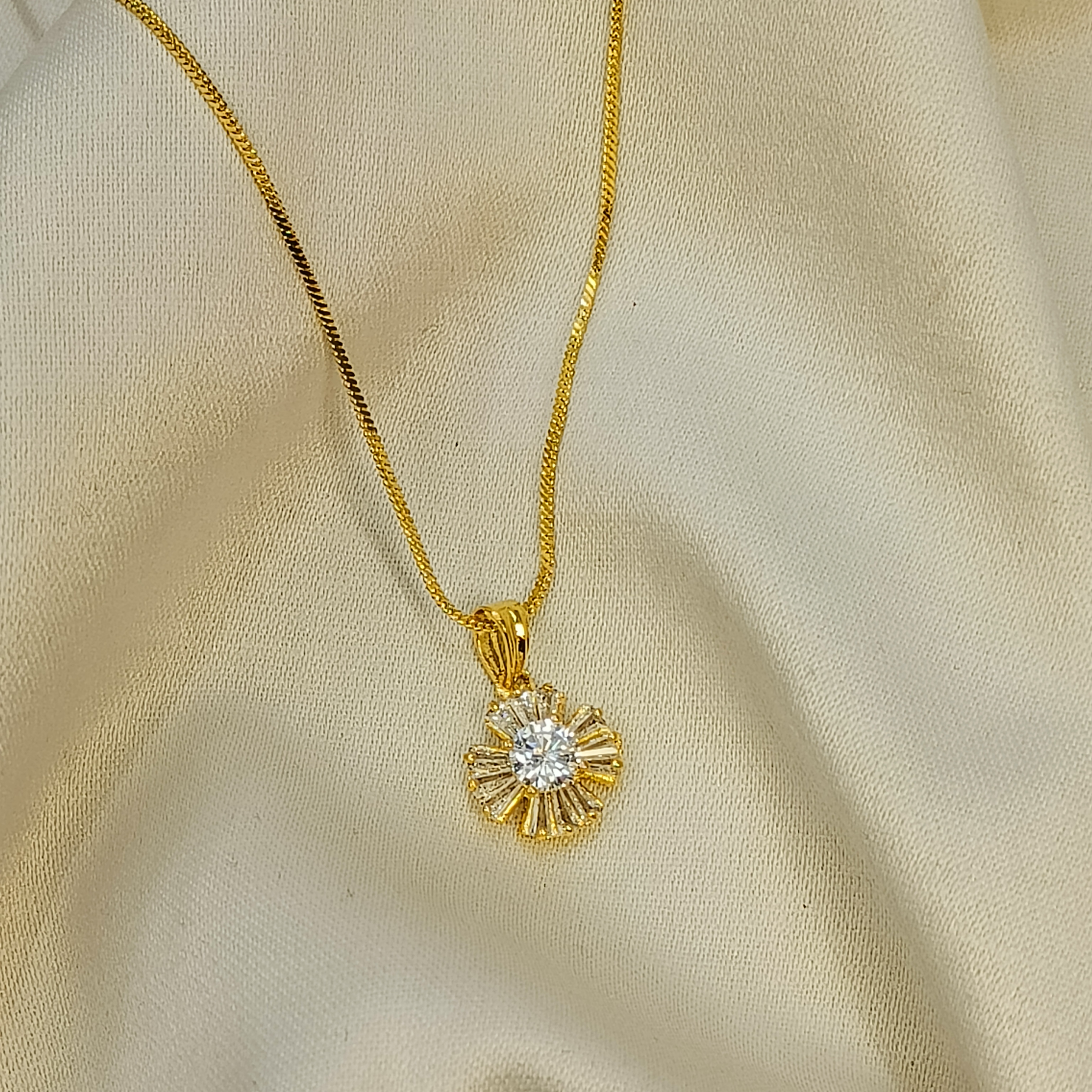 Sunray Bloom Gold Plated Pendant Chain
