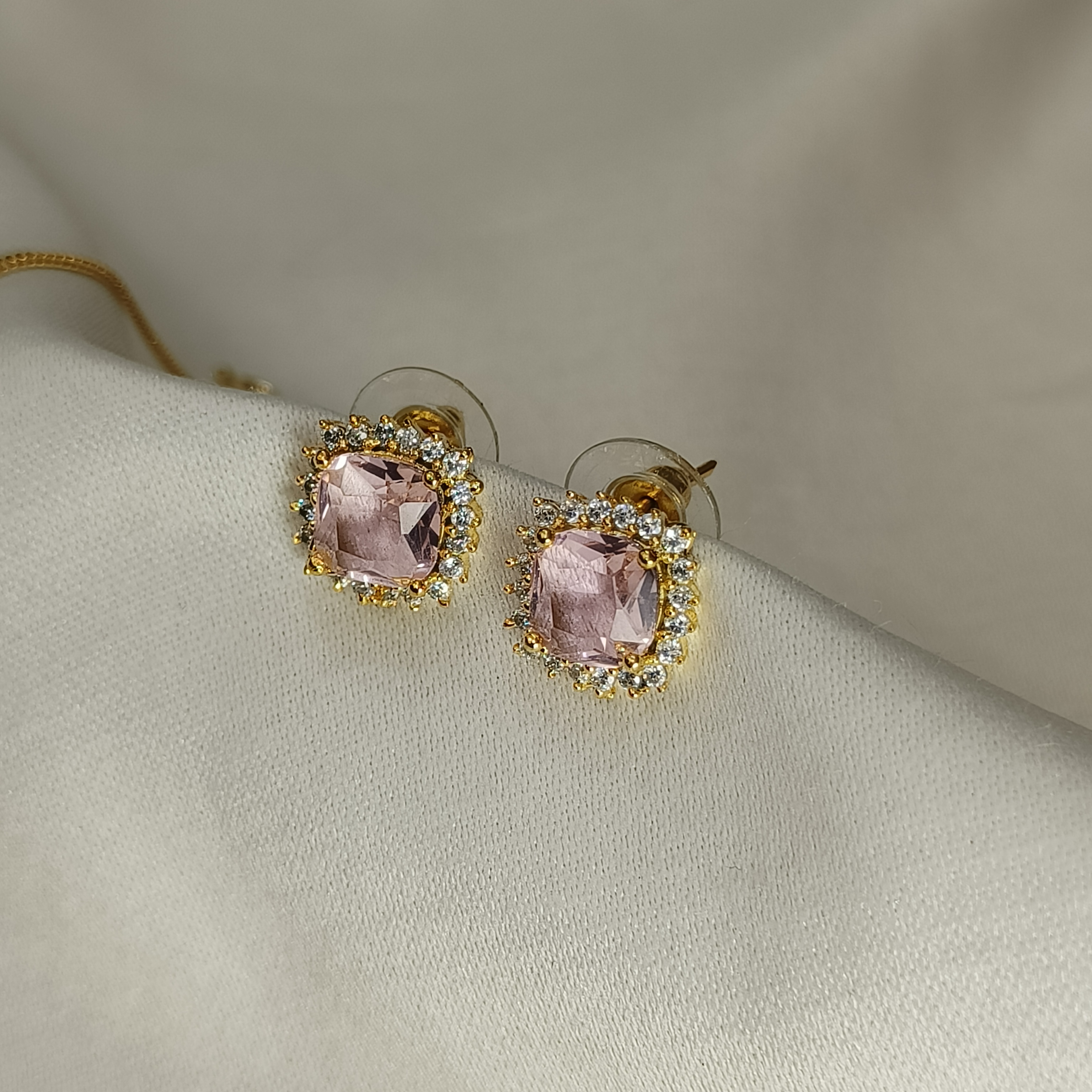 The Ranisaa Baby Pink Golden Pendant Set