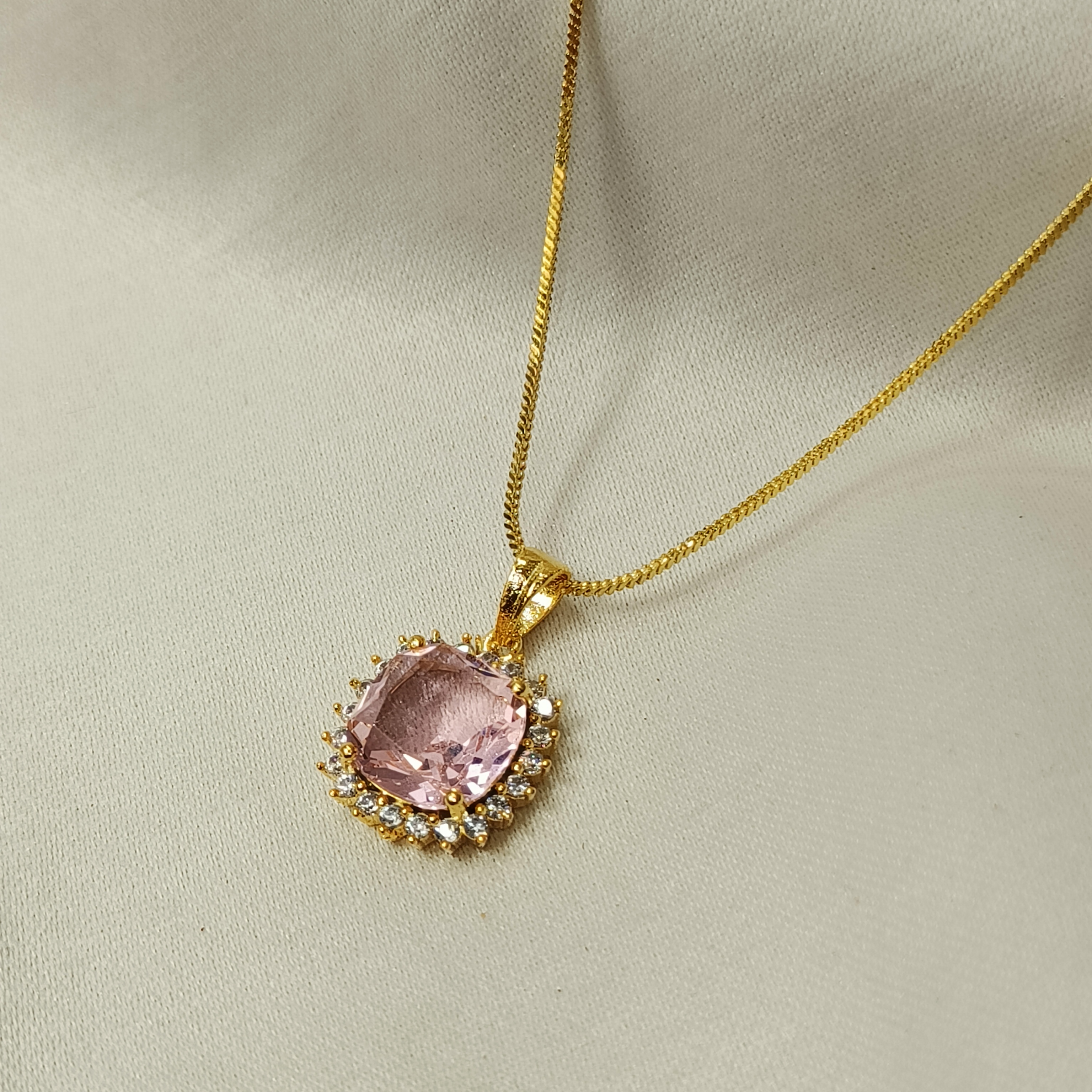 The Ranisaa Baby Pink Golden Pendant Set